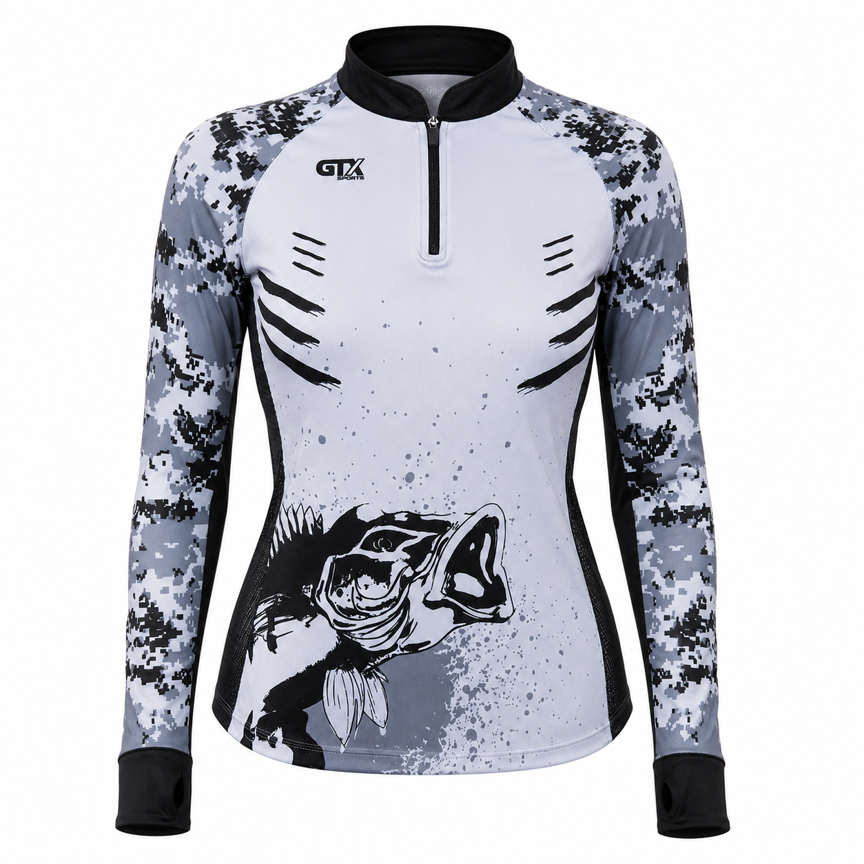 Camisa de Pesca Feminina Silver Bass com Zíper e Proteção UV50+