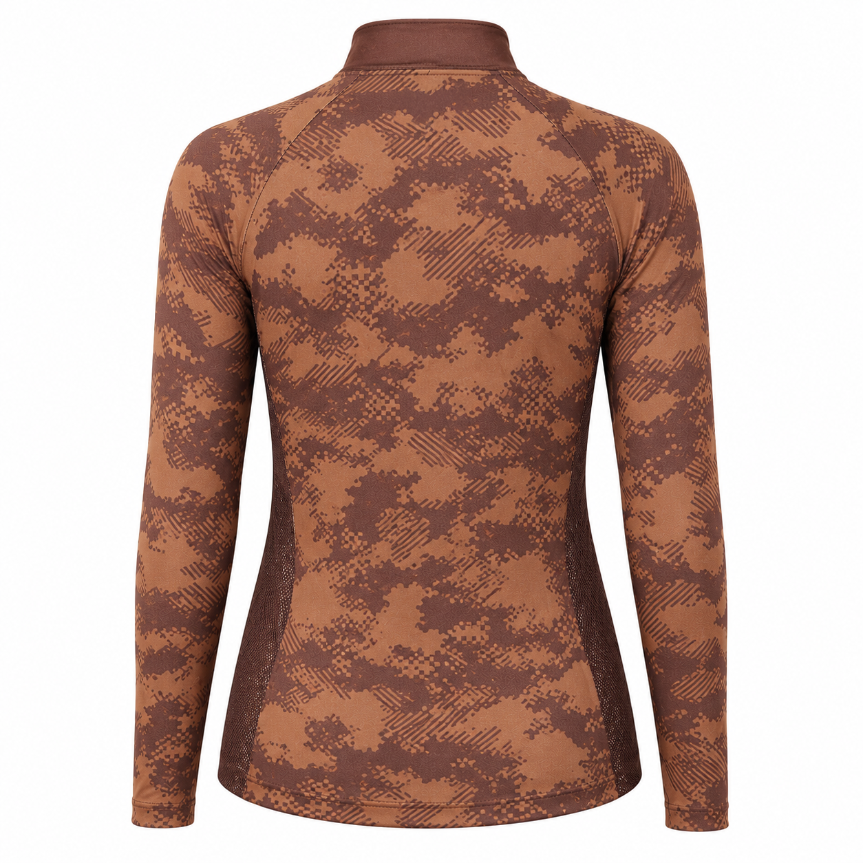Camisa de Pesca Feminina Desert Camo com Zíper e Proteção UV50+