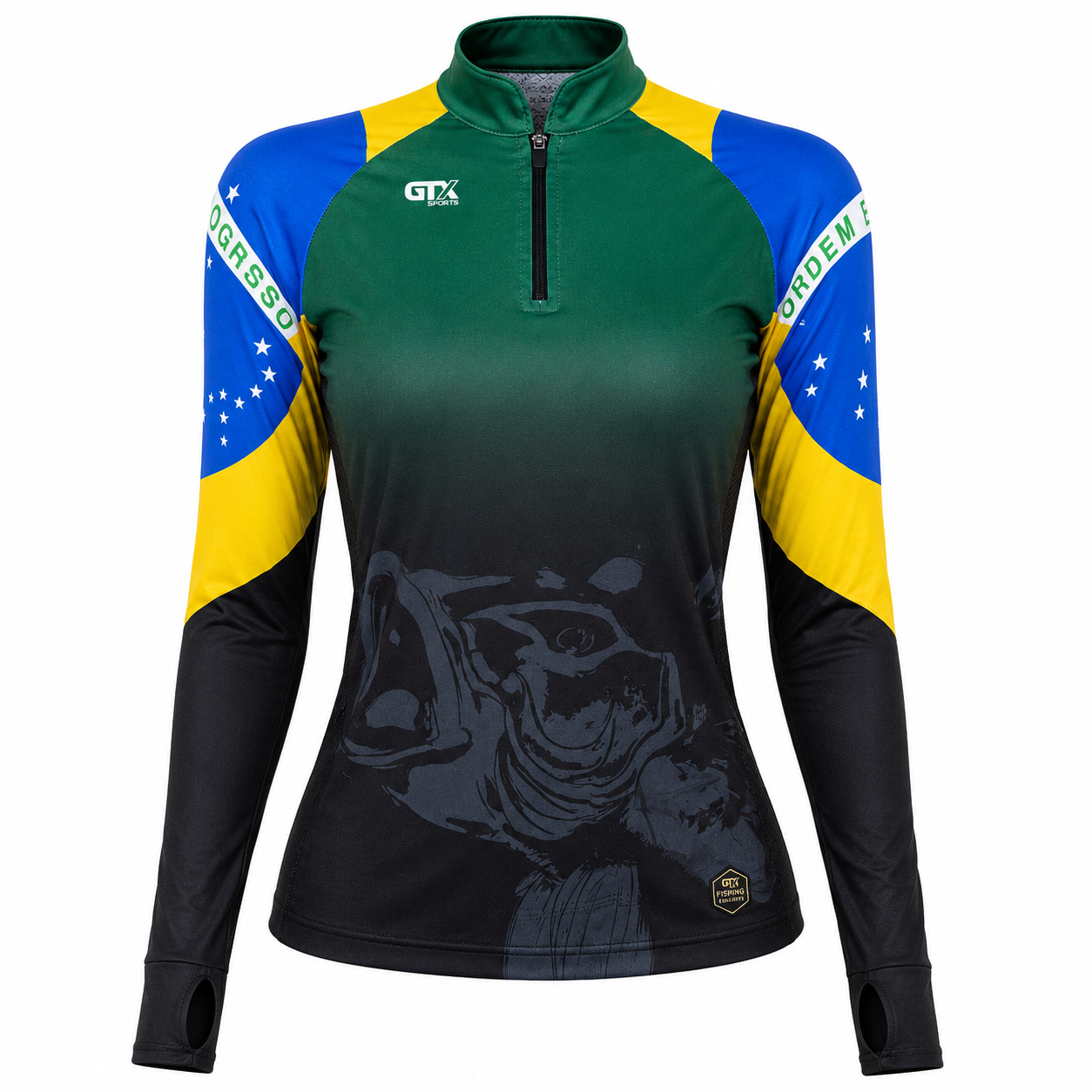 Camisa de Pesca Feminina Brasil Legacy com Zíper e Proteção UV50+