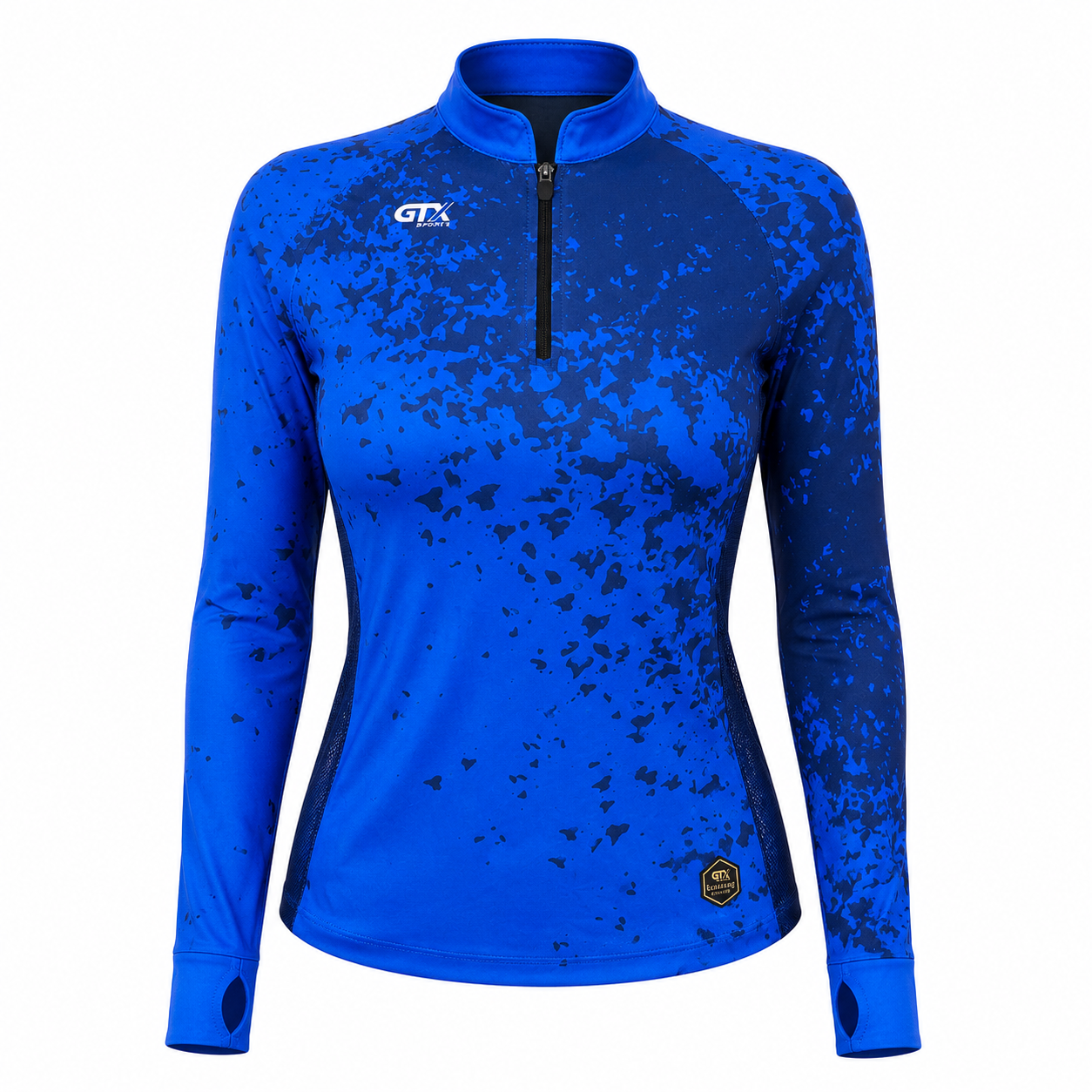 Camisa de Pesca Feminina Blue Splash com Zíper e Proteção UV50+