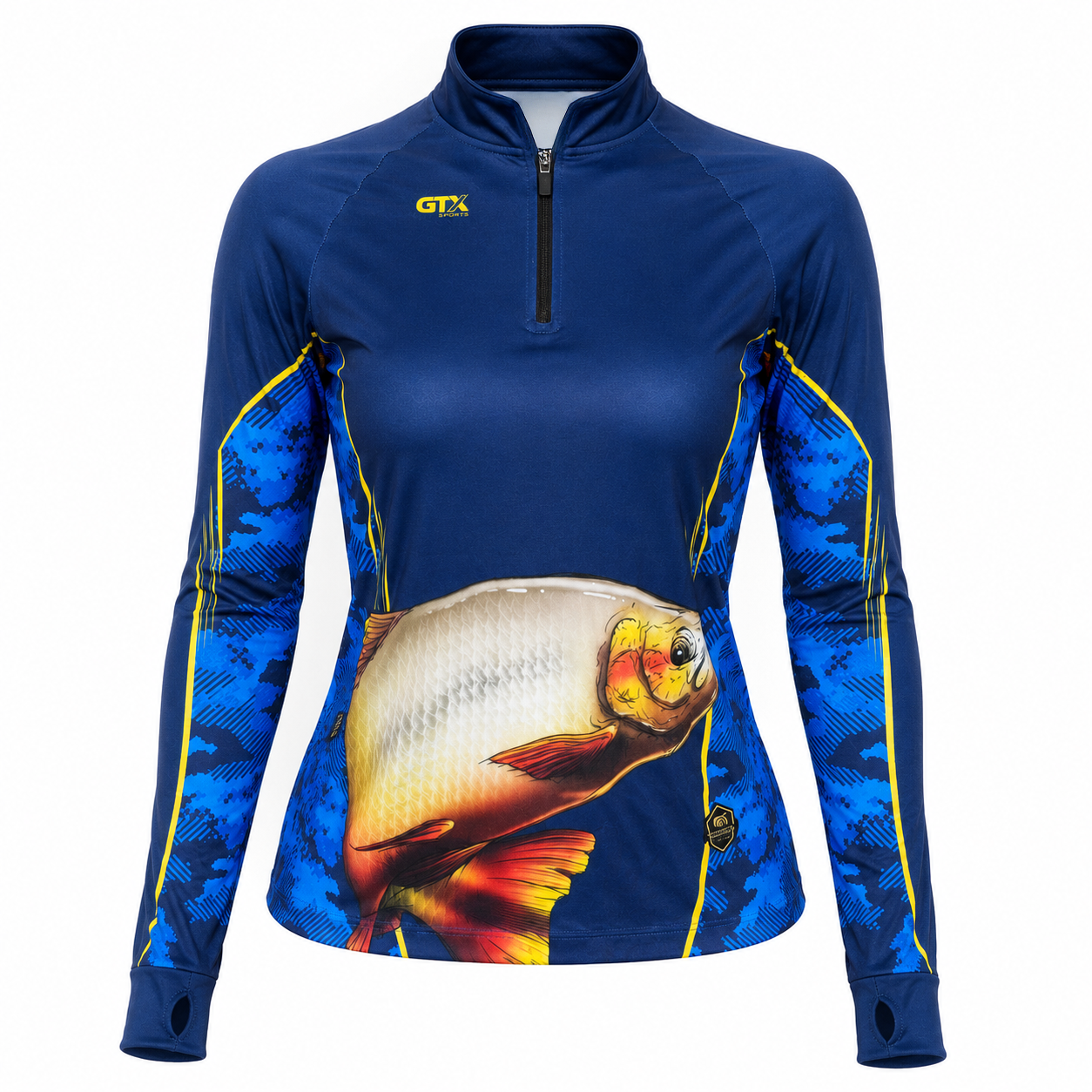 Camisa de Pesca Feminina Golden River com Zíper e Proteção UV50+