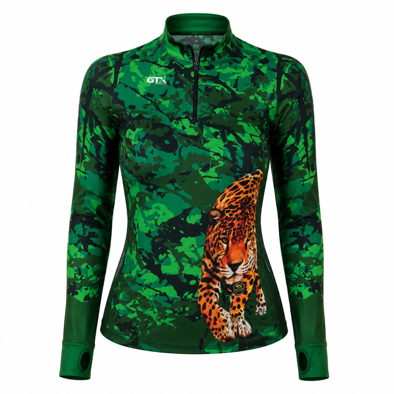Camisa de Pesca Feminina Jungle Panther com Zíper e Proteção UV50+