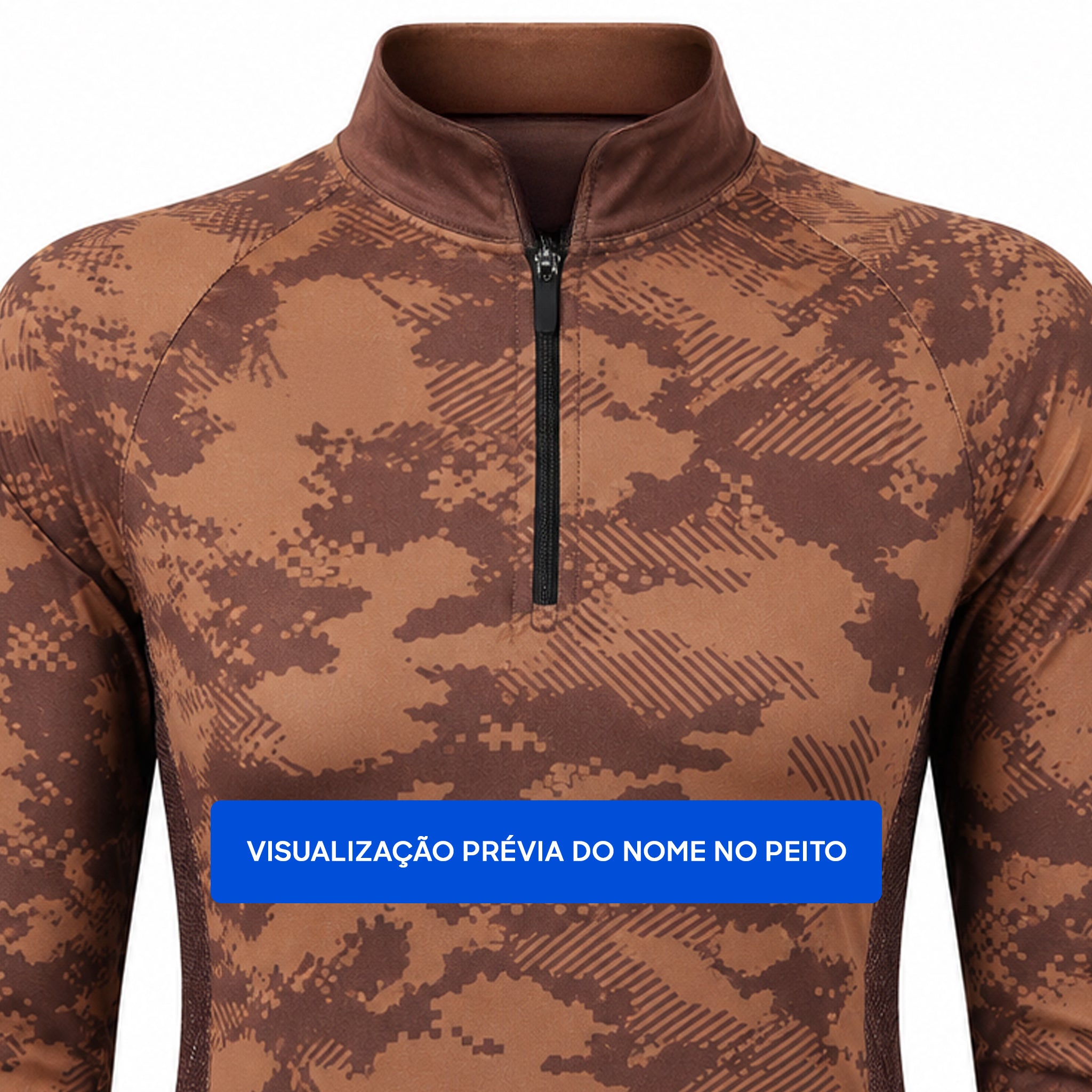 Camisa de Pesca Feminina Desert Camo com Zíper e Proteção UV50+