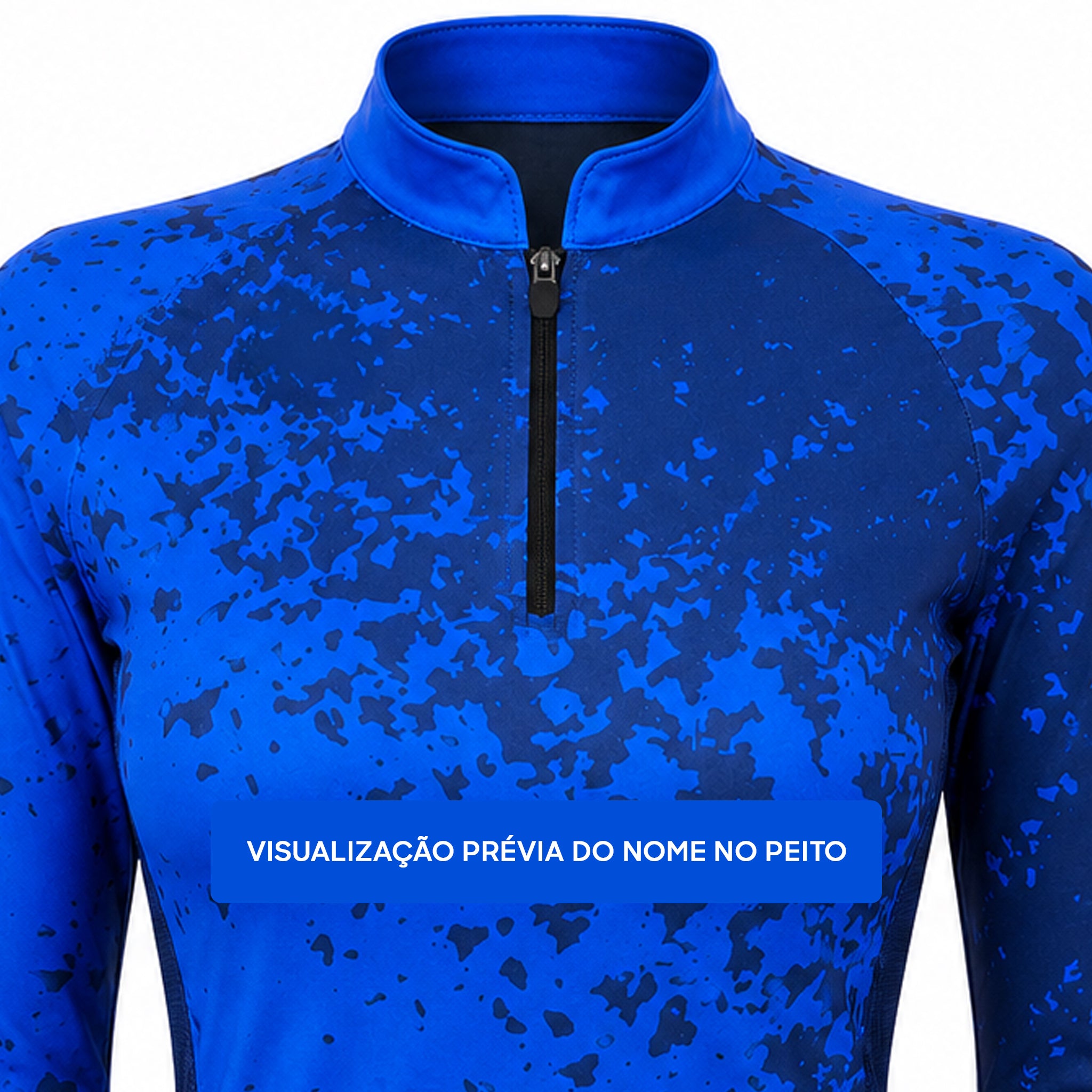 Camisa de Pesca Feminina Blue Splash com Zíper e Proteção UV50+