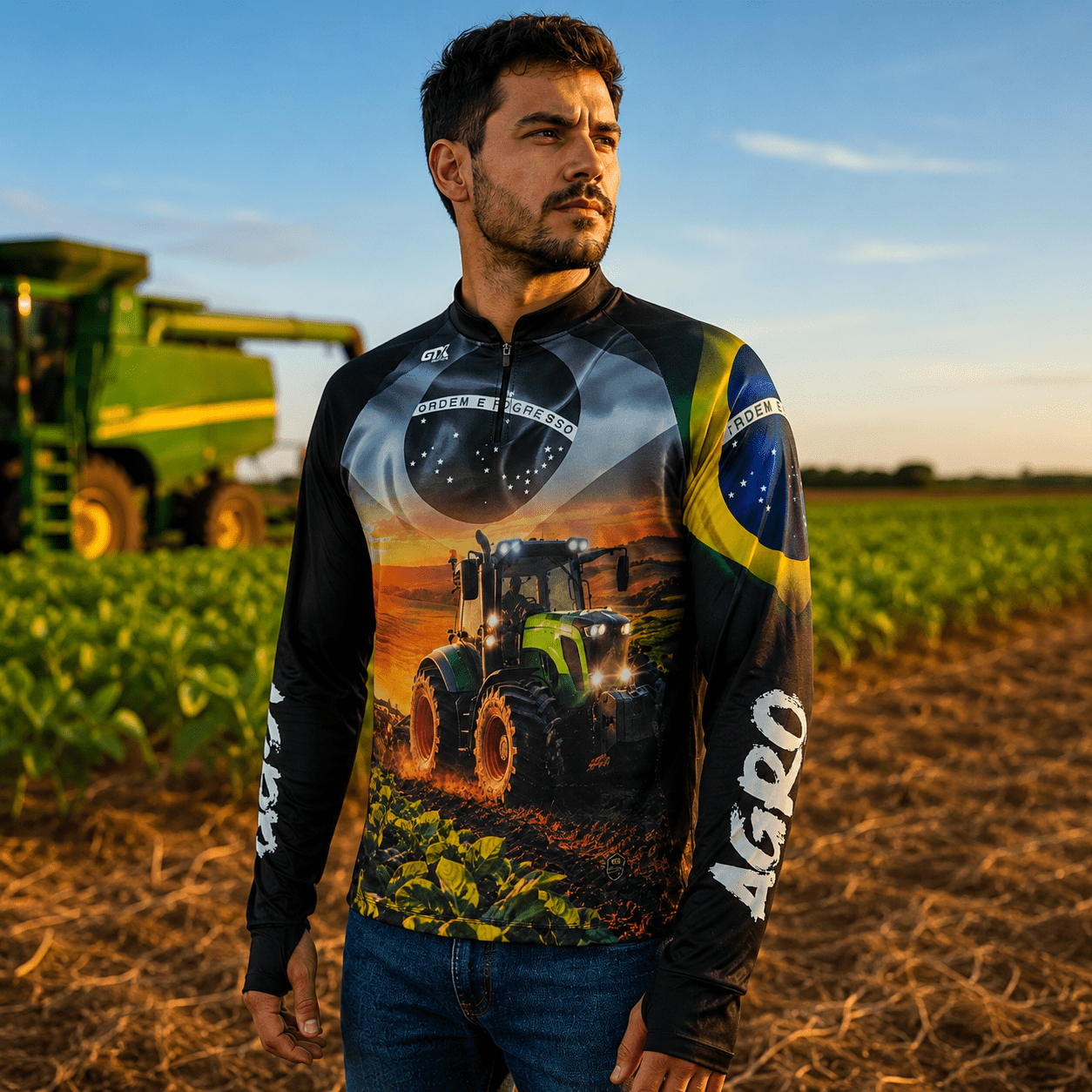 Camisa Agro Field Legacy com Zíper e Proteção UV50+ - GTX Print