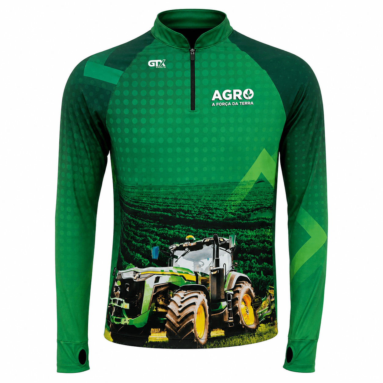 Camisa Agro Masculina Força da Terra com Zíper e Proteção UV50+ - GTX Print