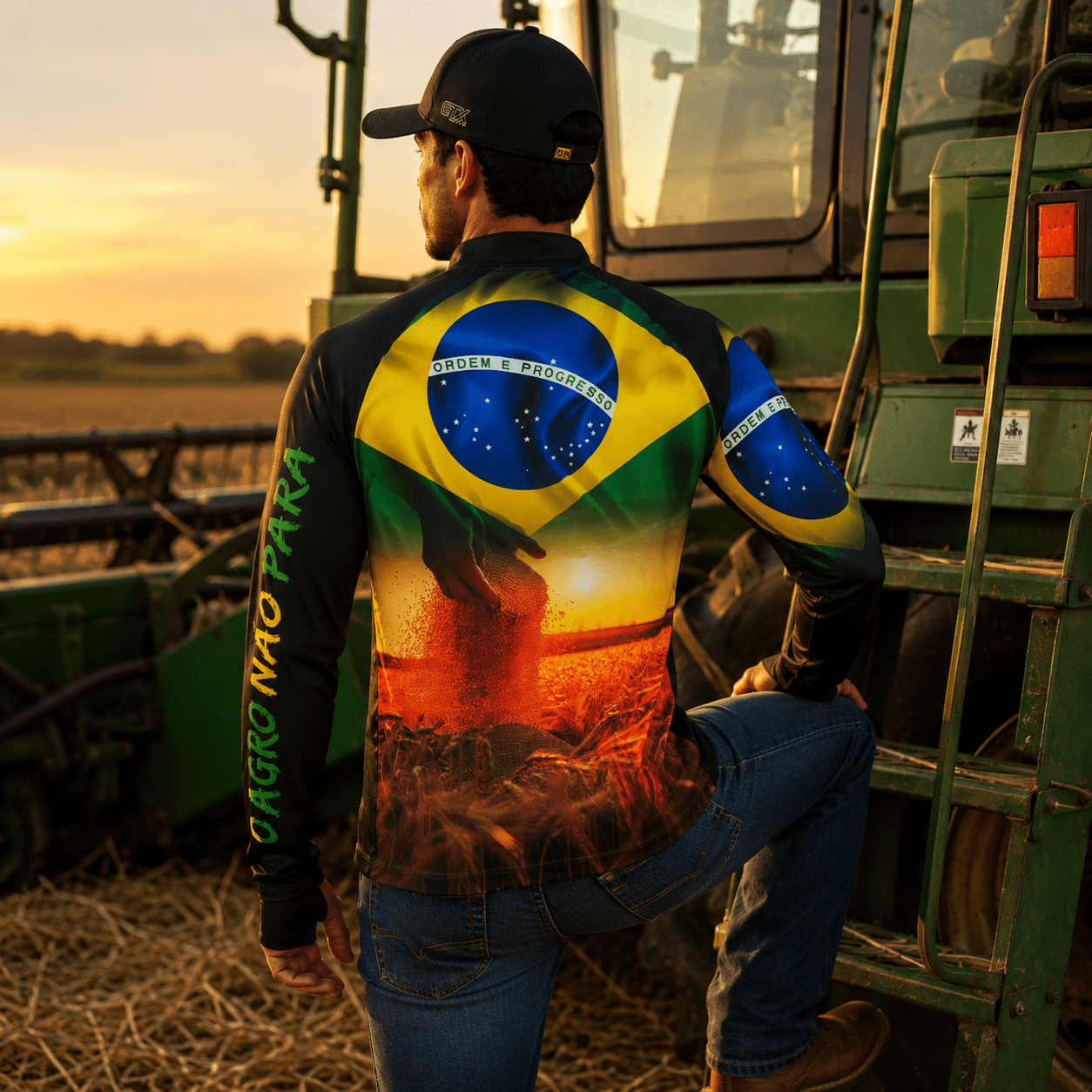 Camisa Agro Masculina O Brasil é Agro com Zíper e Proteção UV50+ - GTX Print