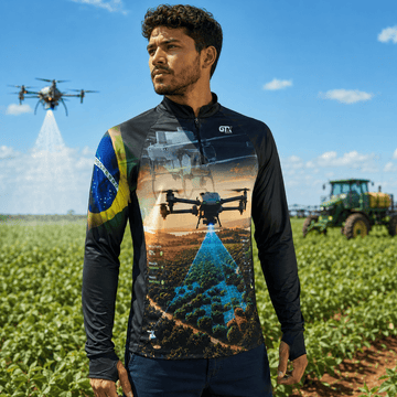 Camisa Agro Masculina Precision Drone com Zíper e Proteção UV50+ - GTX Print