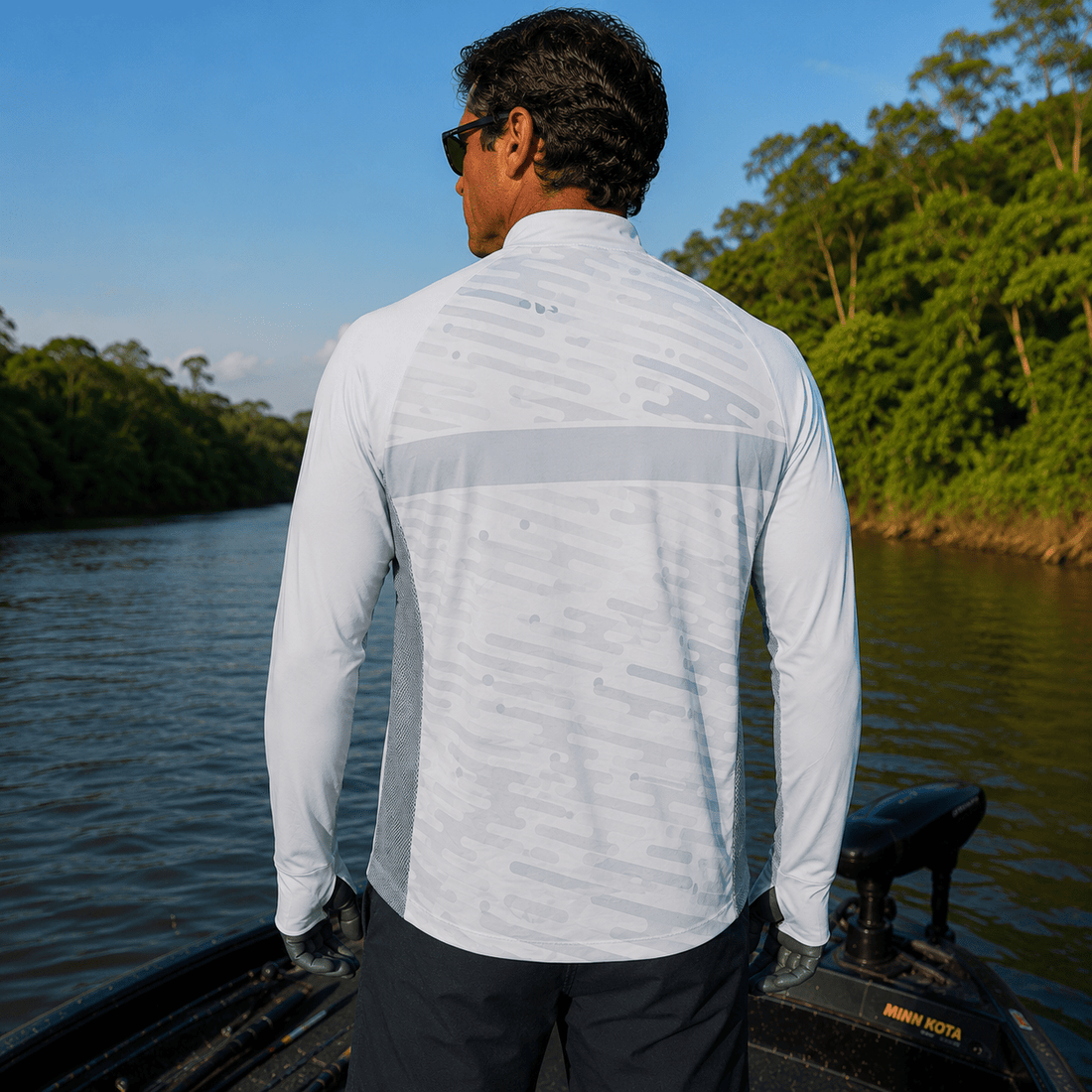Camisa de Pesca Arctic White com Zíper e Proteção UV50+ - GTX Print