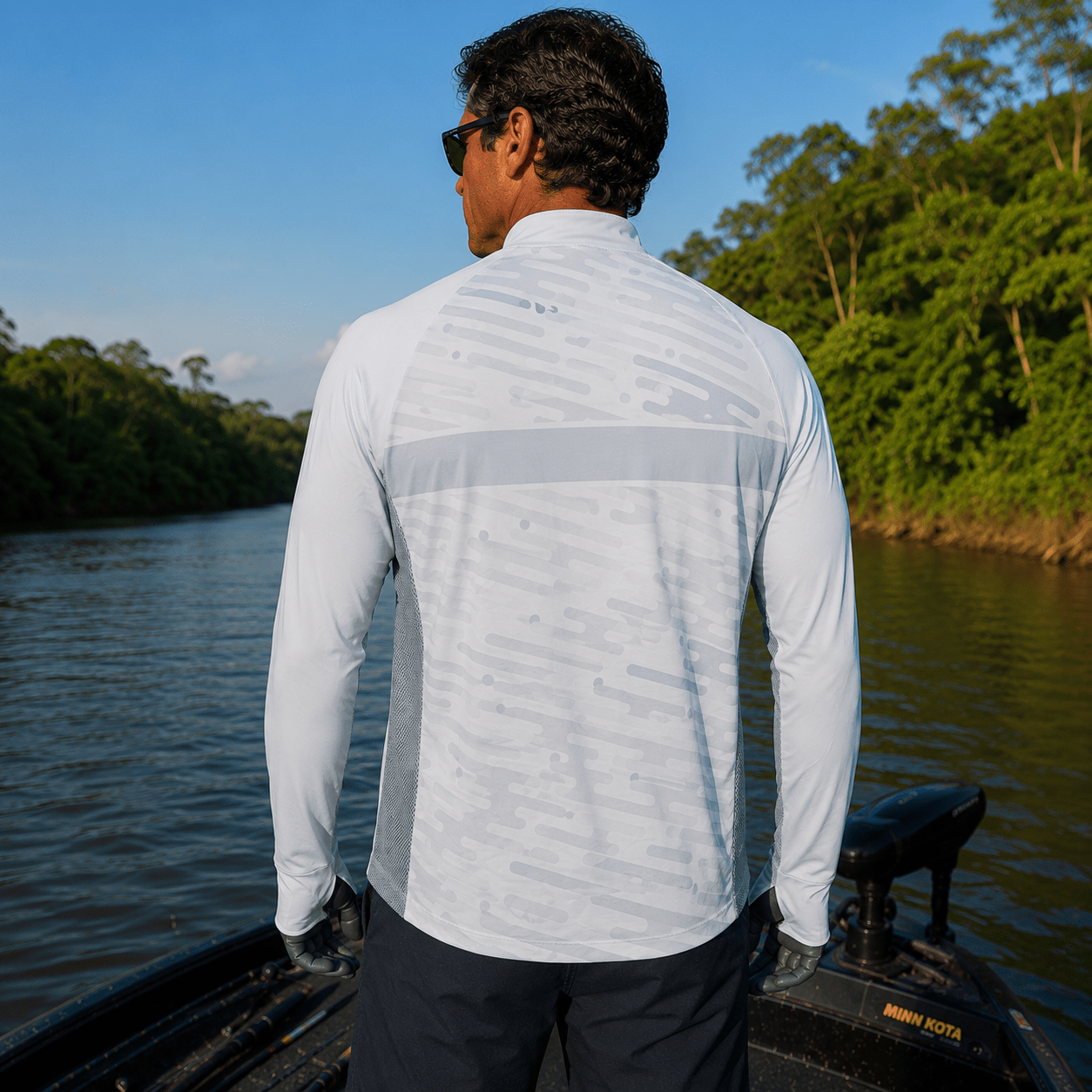 Camisa de Pesca Arctic White com Zíper e Proteção UV50+ - GTX Print
