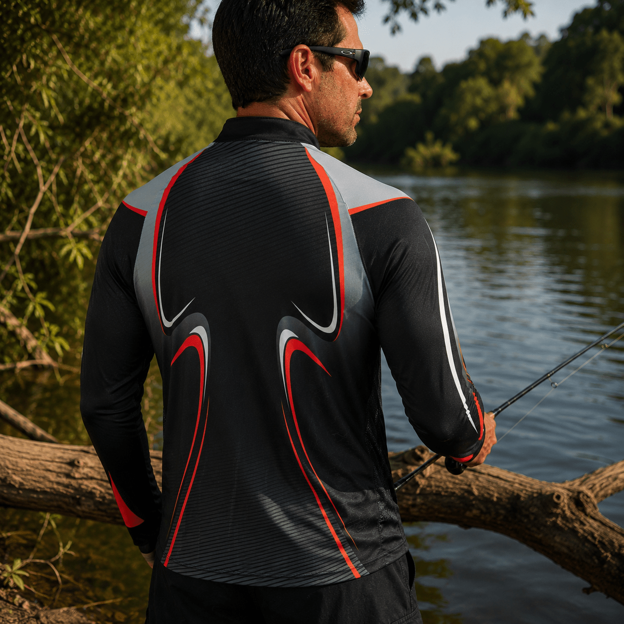 Camisa de Pesca Black Velocity com Zíper e Proteção UV50+ - GTX Print