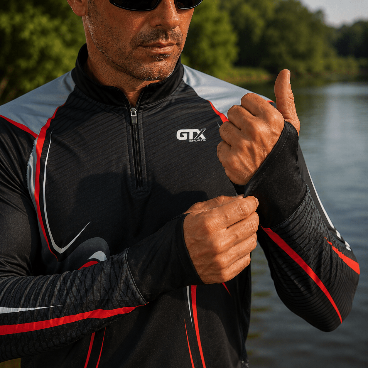 Camisa de Pesca Black Velocity com Zíper e Proteção UV50+ - GTX Print