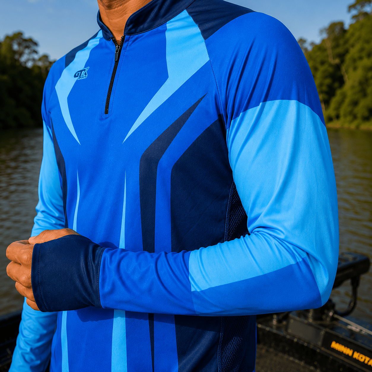 Camisa de Pesca Blue Phantom com Zíper e Proteção UV50+ - GTX Print