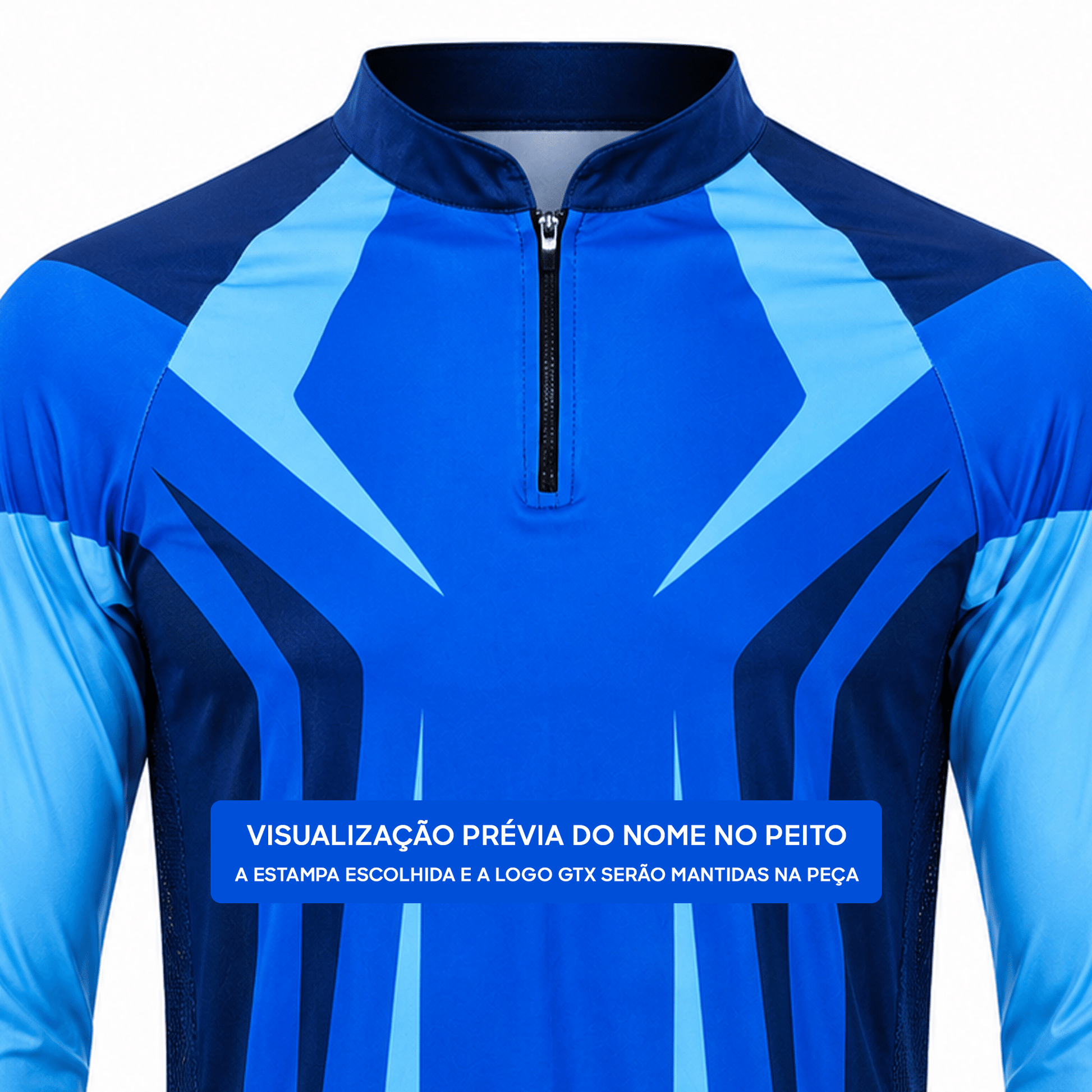 Camisa de Pesca Blue Phantom com Zíper e Proteção UV50+ - GTX Print