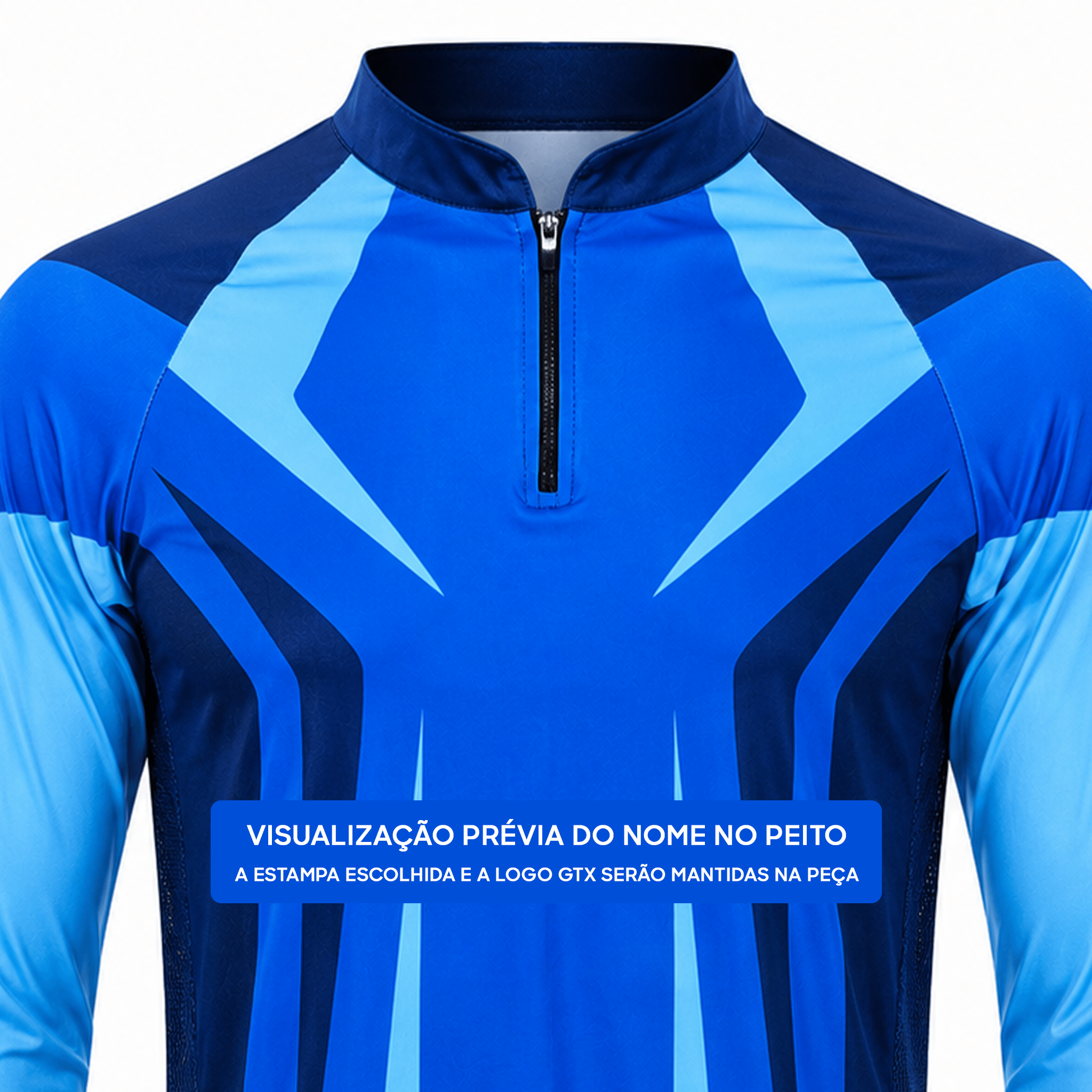 Camisa de Pesca Blue Phantom com Zíper e Proteção UV50+ - GTX Print