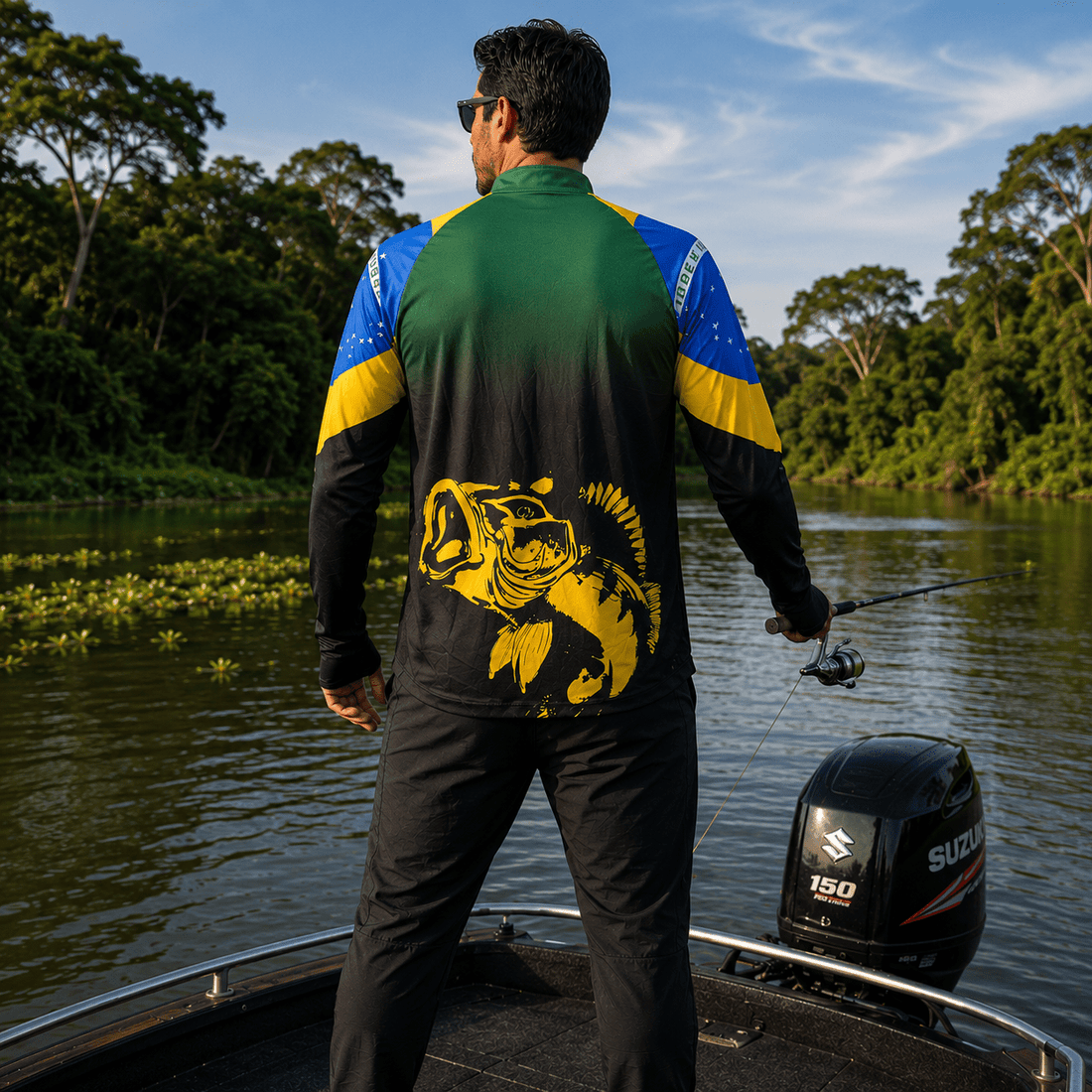 Camisa de Pesca Brasil Legacy com Zíper e Proteção UV50+ - GTX Print