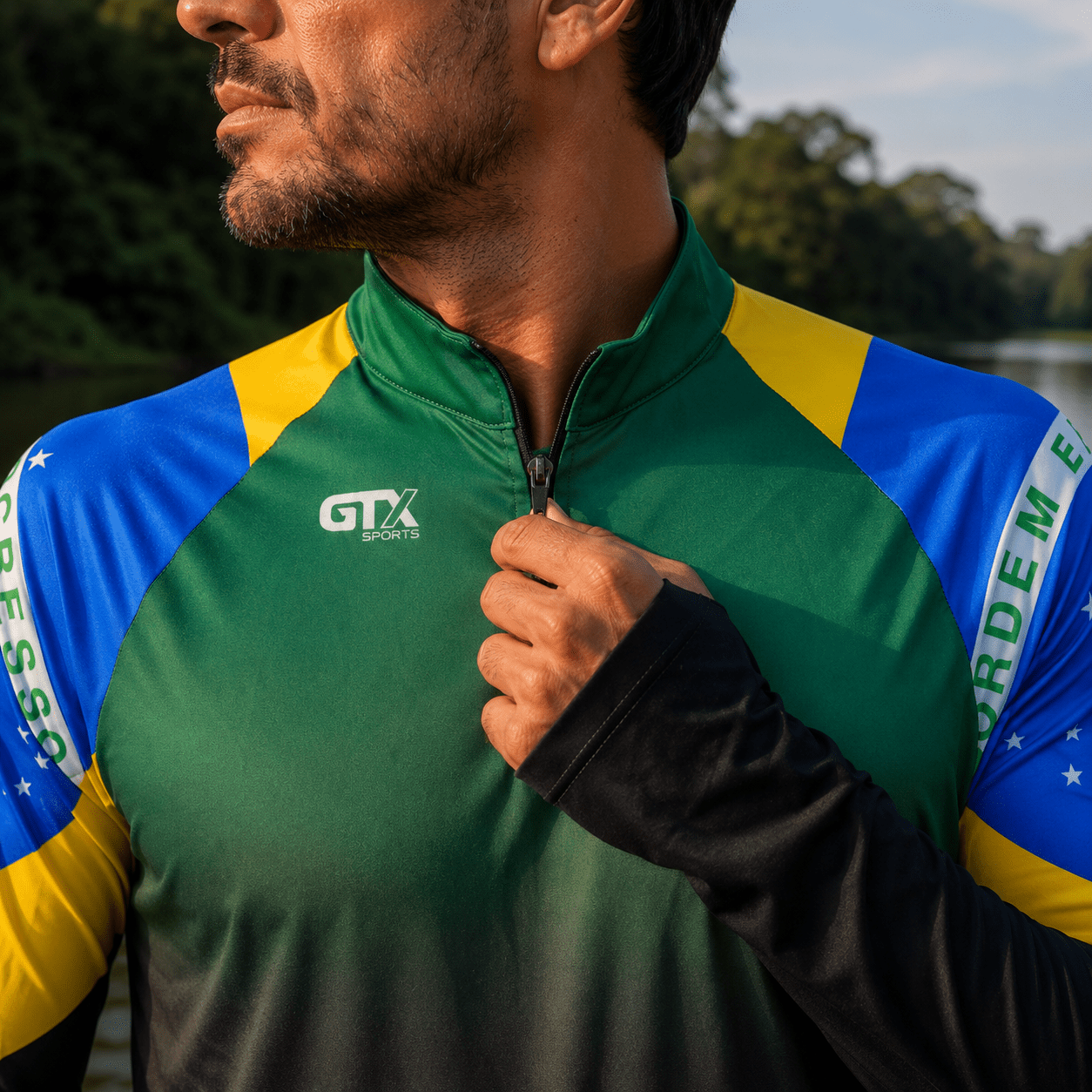 Camisa de Pesca Brasil Legacy com Zíper e Proteção UV50+ - GTX Print
