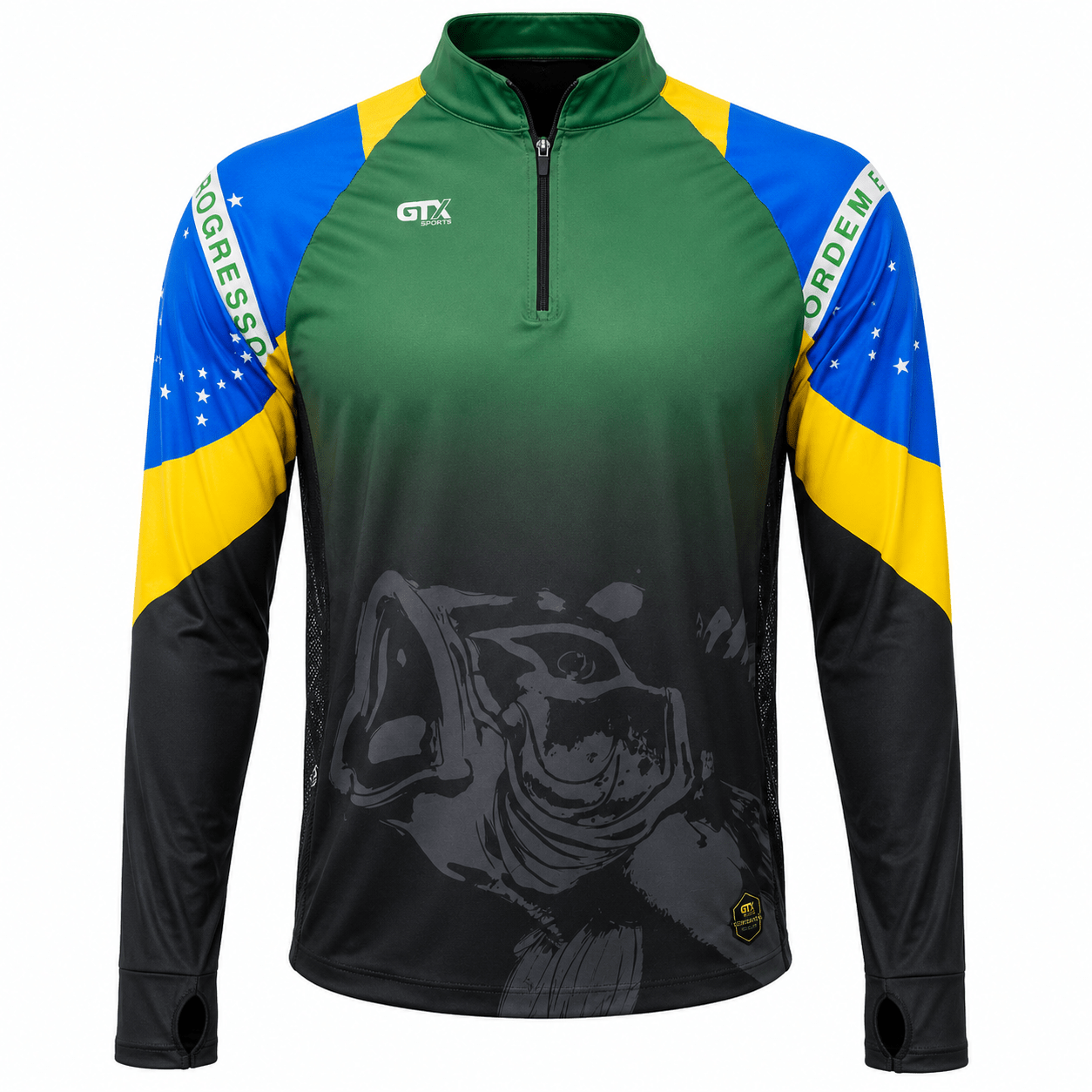 Camisa de Pesca Brasil Legacy com Zíper e Proteção UV50+ - GTX Print