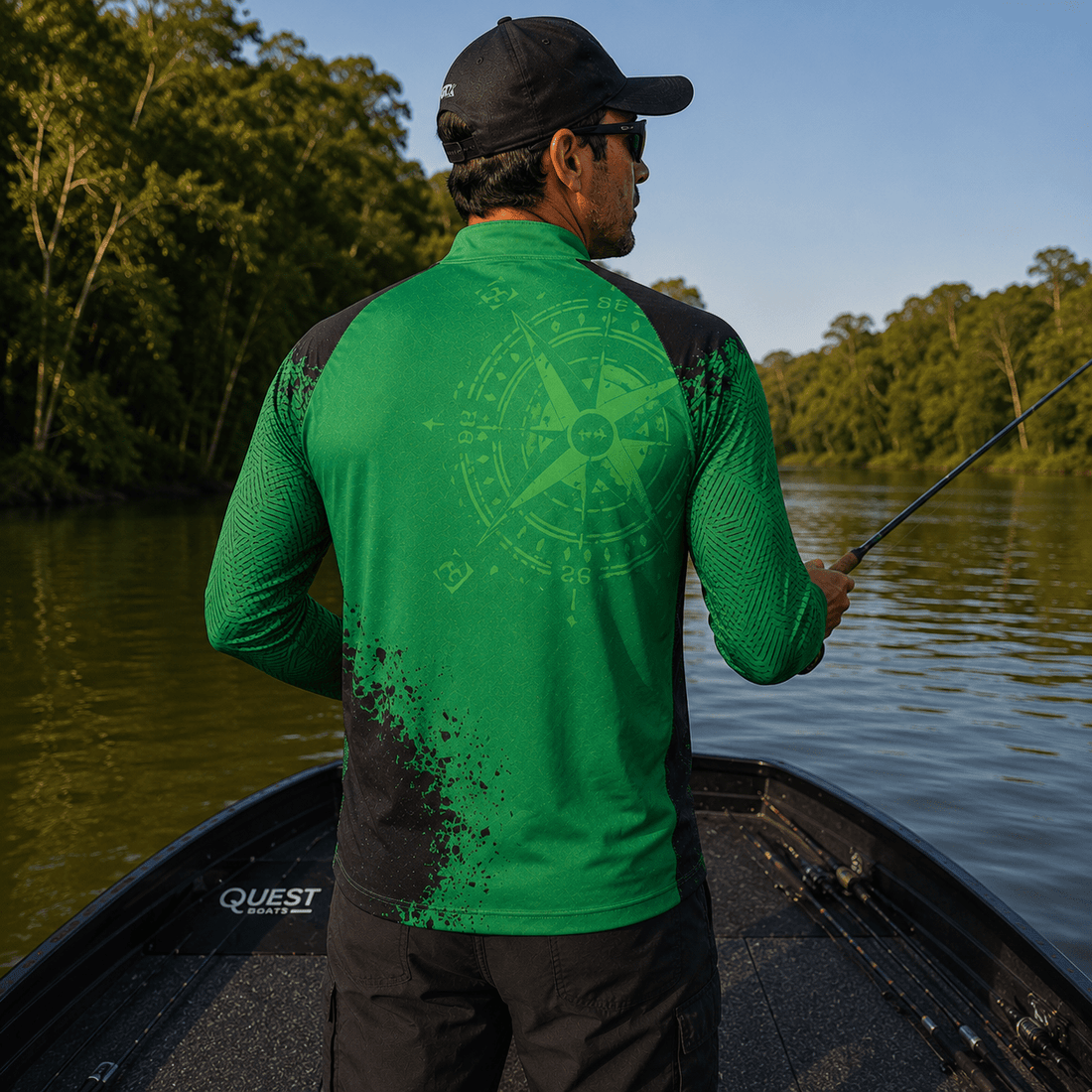 Camisa de Pesca Compass Trail com Zíper e Proteção UV50+ - GTX Print