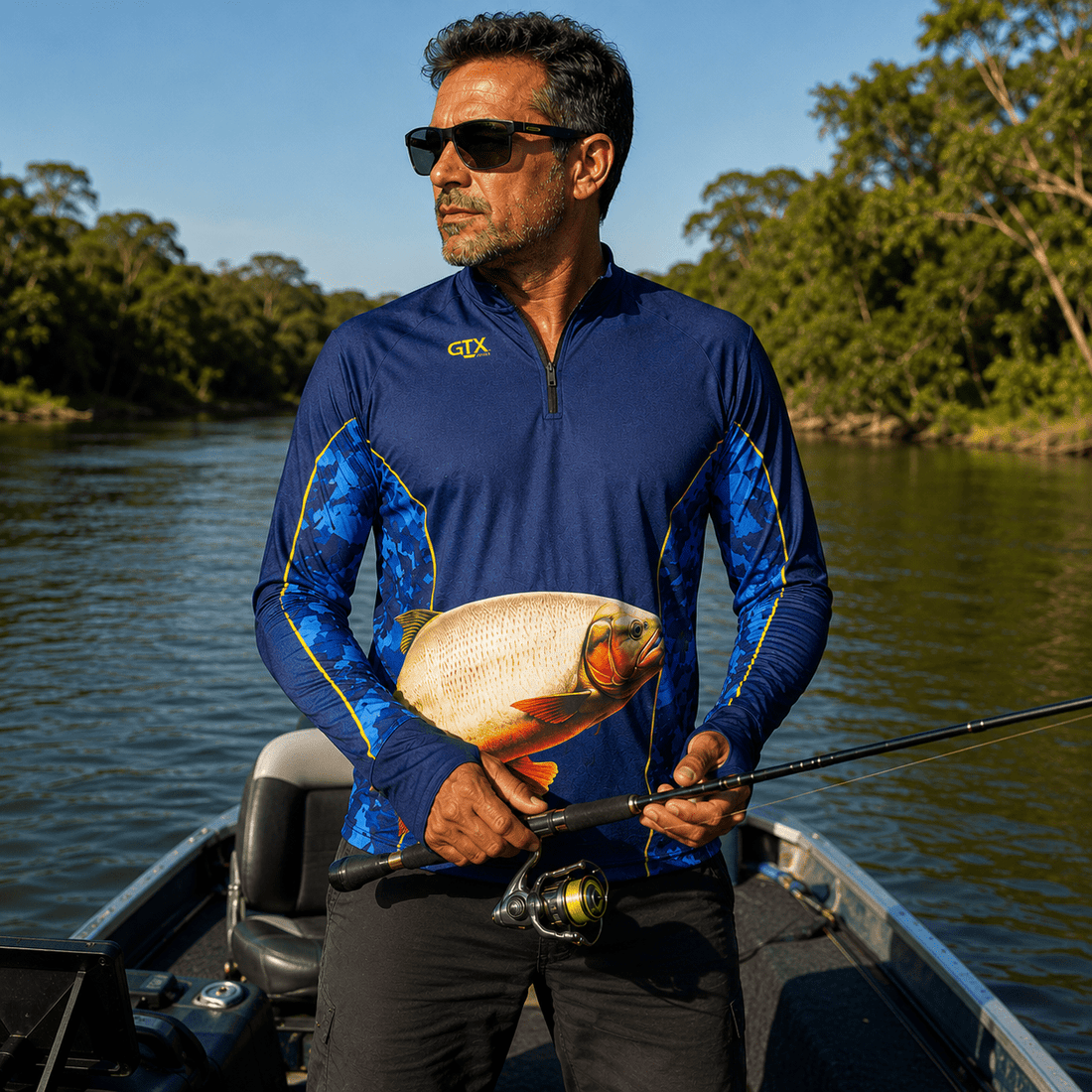 Camisa de Pesca Golden River com Zíper e Proteção UV50+ - GTX Print
