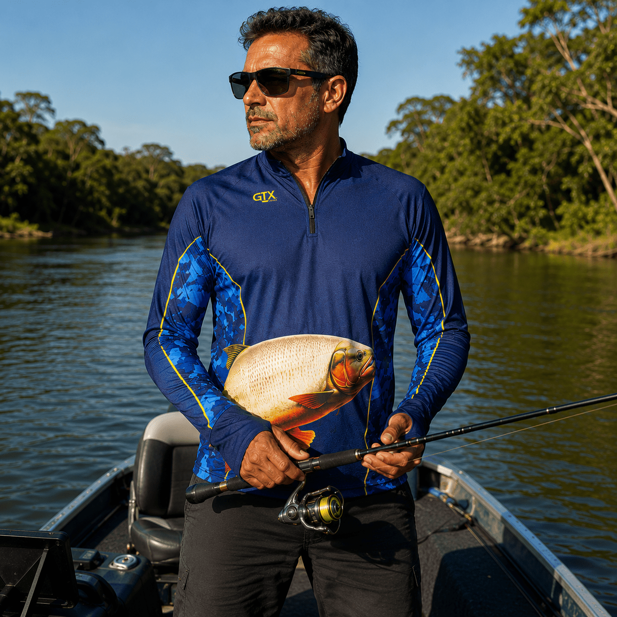 Camisa de Pesca Golden River com Zíper e Proteção UV50+ - GTX Print