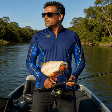 Camisa de Pesca Golden River com Zíper e Proteção UV50+ - GTX Print
