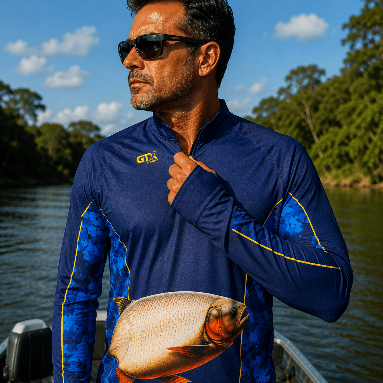 Camisa de Pesca Golden River com Zíper e Proteção UV50+ - GTX Print
