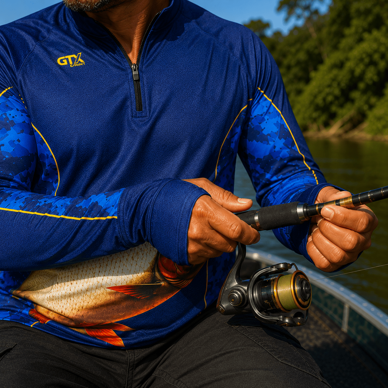 Camisa de Pesca Golden River com Zíper e Proteção UV50+ - GTX Print