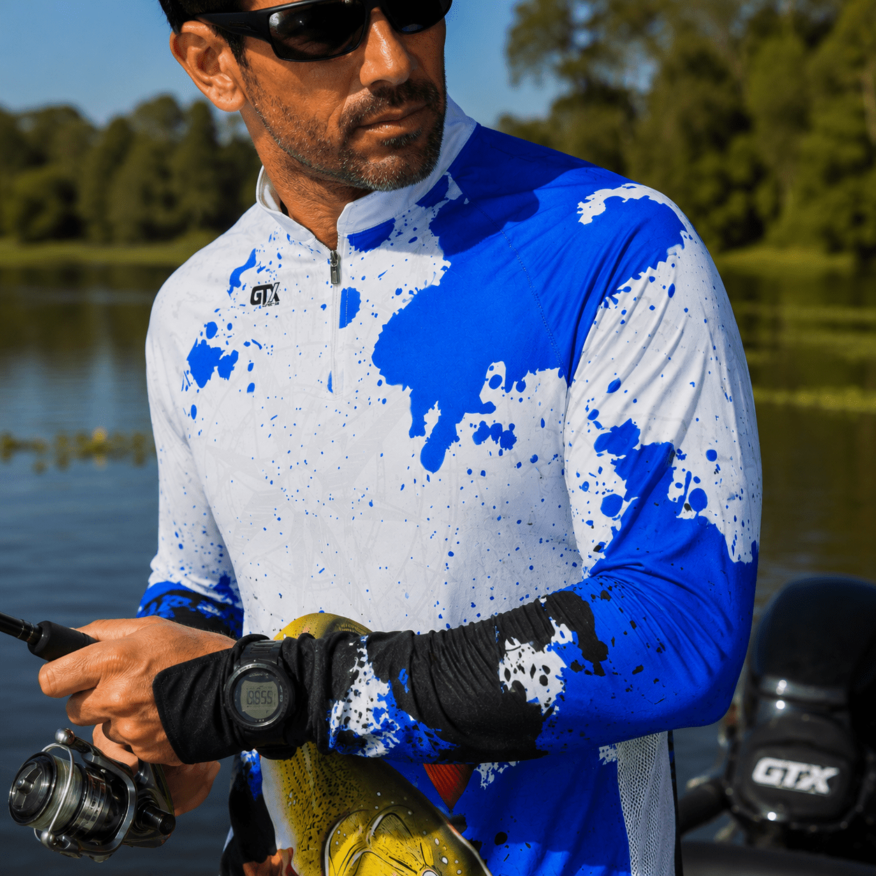 Camisa de Pesca Golden Strike com Zíper e Proteção UV50+ - GTX Print