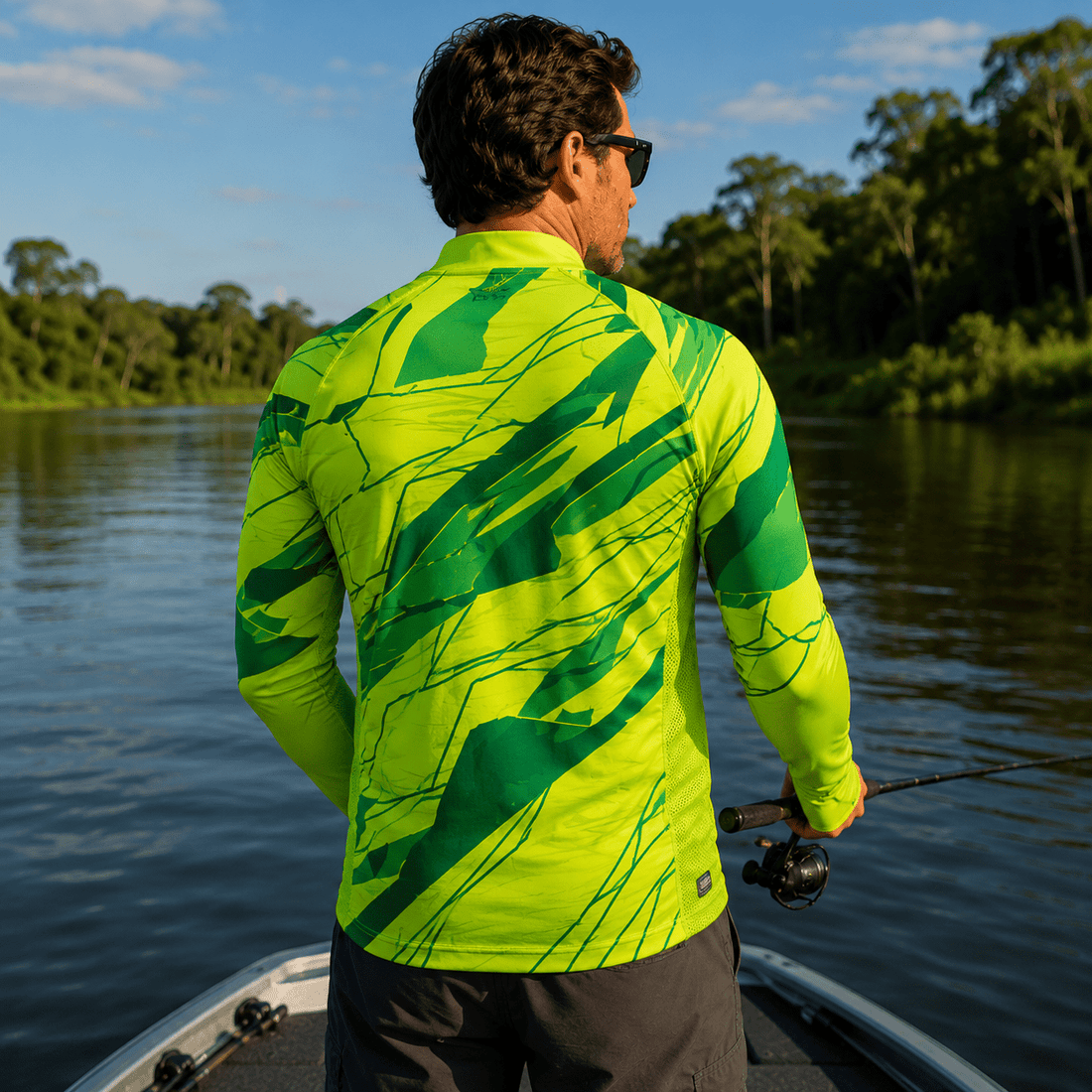Camisa de Pesca Lime Storm com Zíper e Proteção UV50+ - GTX Print