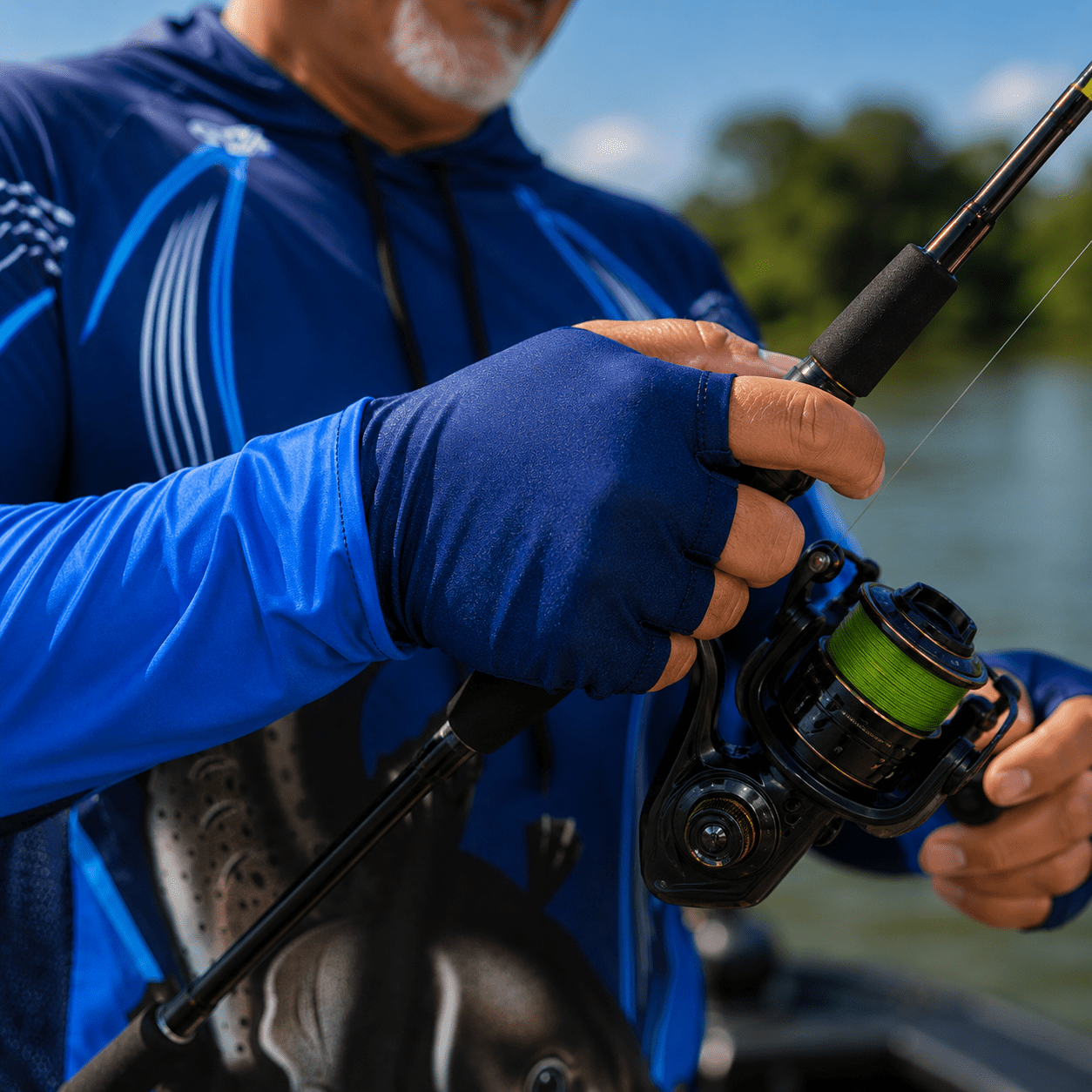 Camisa de Pesca Masculina com Capuz Azul Abissal e Proteção UV50+ - GTX Print