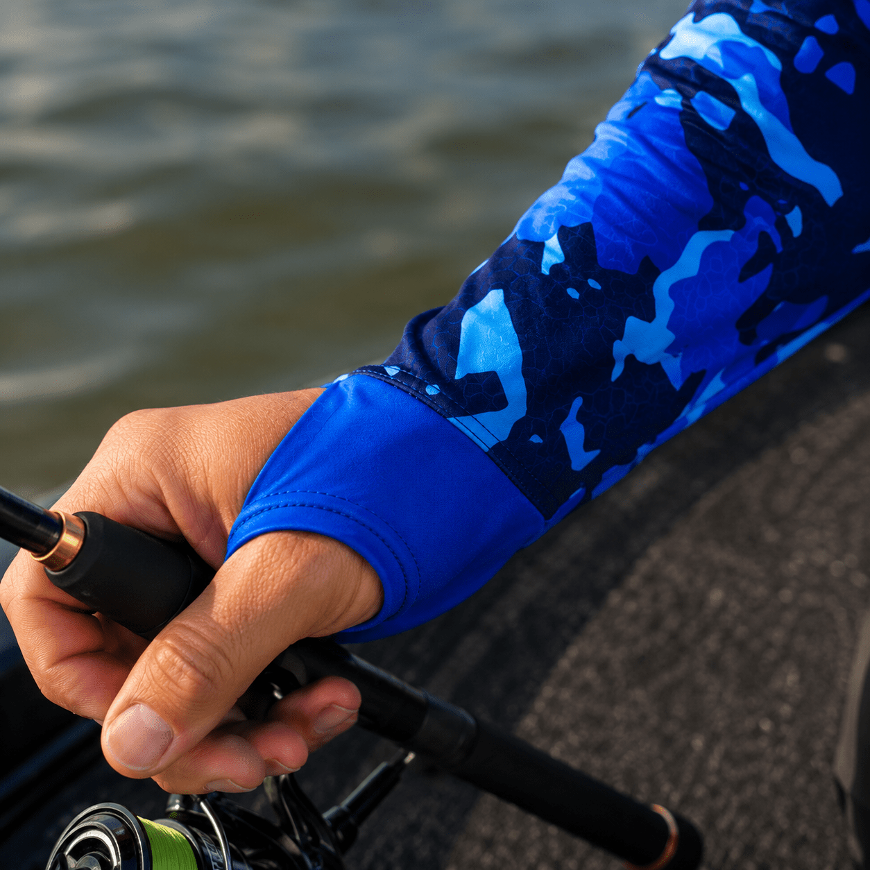 Camisa de Pesca Masculina com Capuz Azul de Aço e Proteção UV50+ - GTX Print