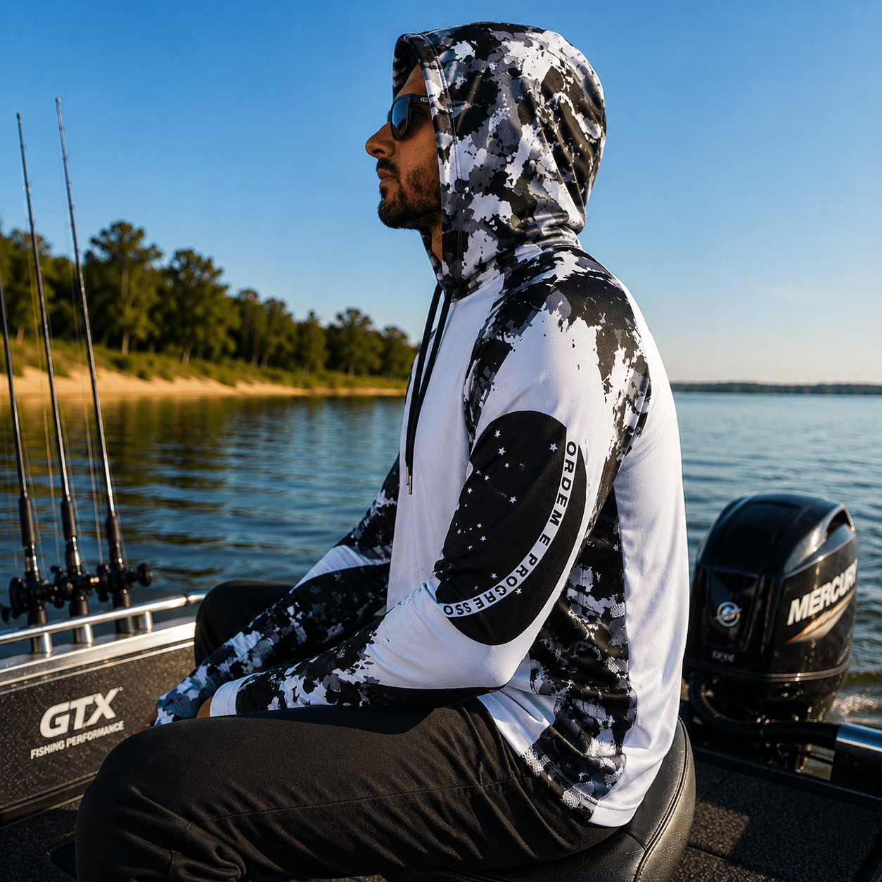 Camisa de Pesca Masculina com Capuz Brasil Forte e Proteção UV50+ - GTX Print