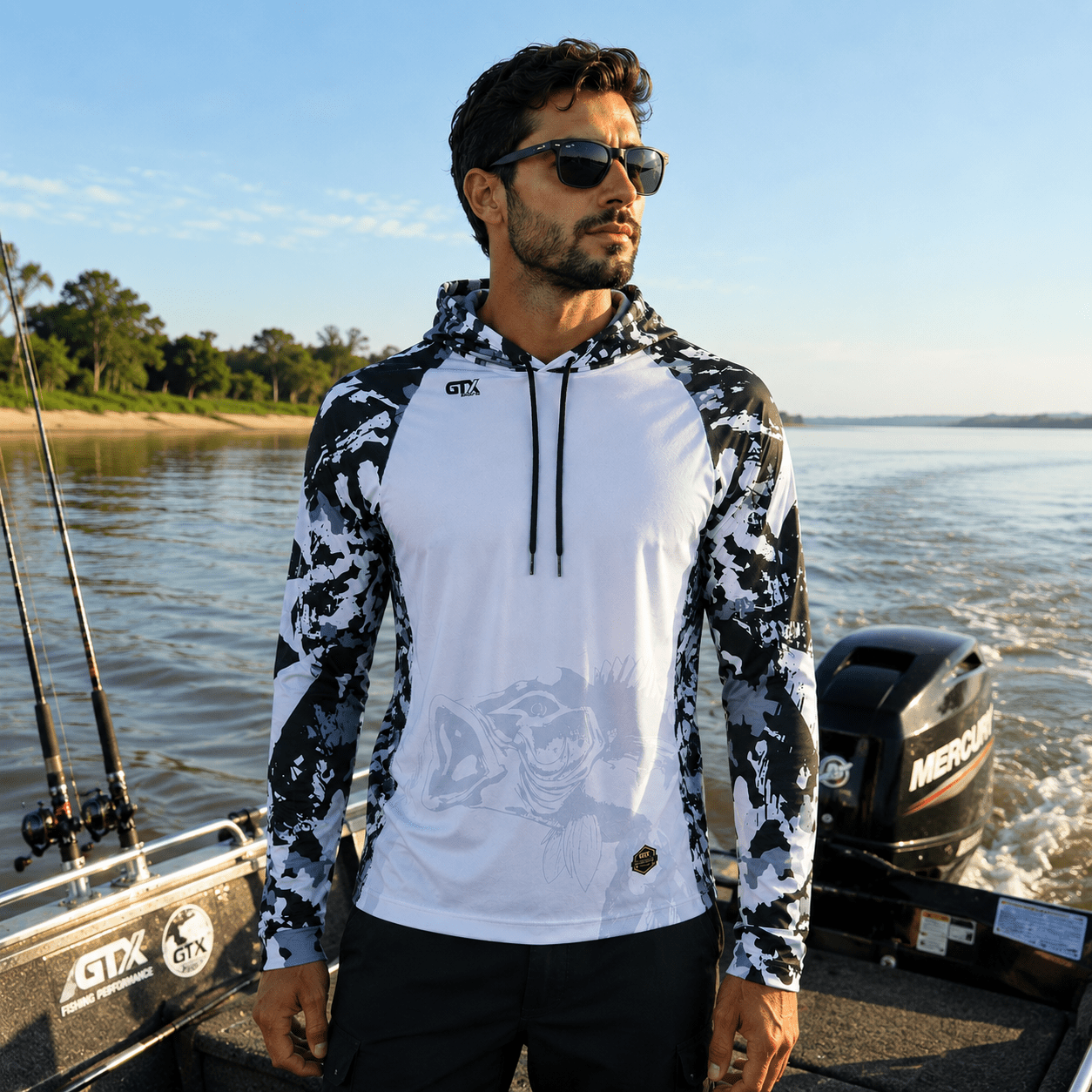 Camisa de Pesca Masculina com Capuz Brasil Forte e Proteção UV50+ - GTX Print