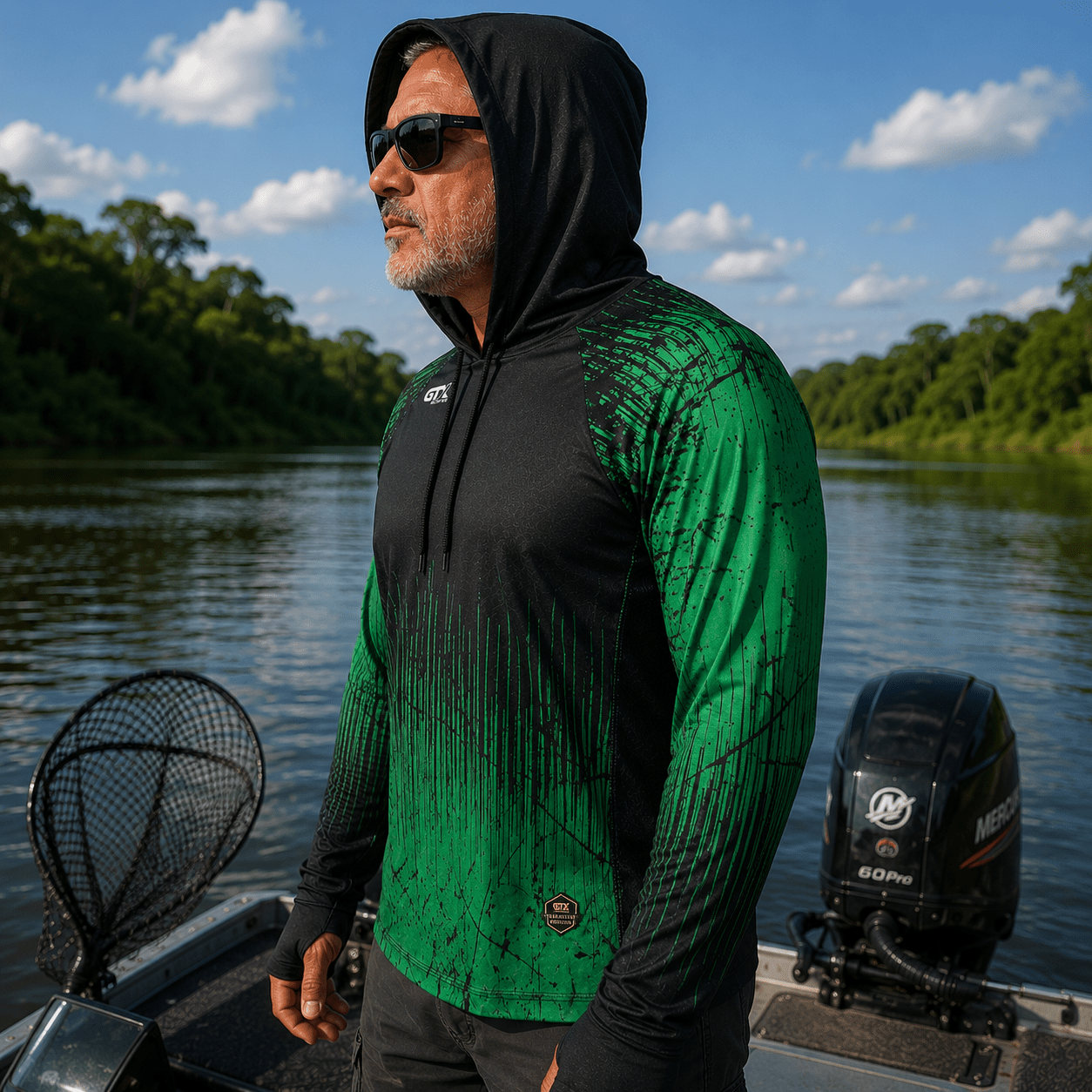 Camisa de Pesca Masculina com Capuz Brasil Selvagem e Proteção UV50+ - GTX Print