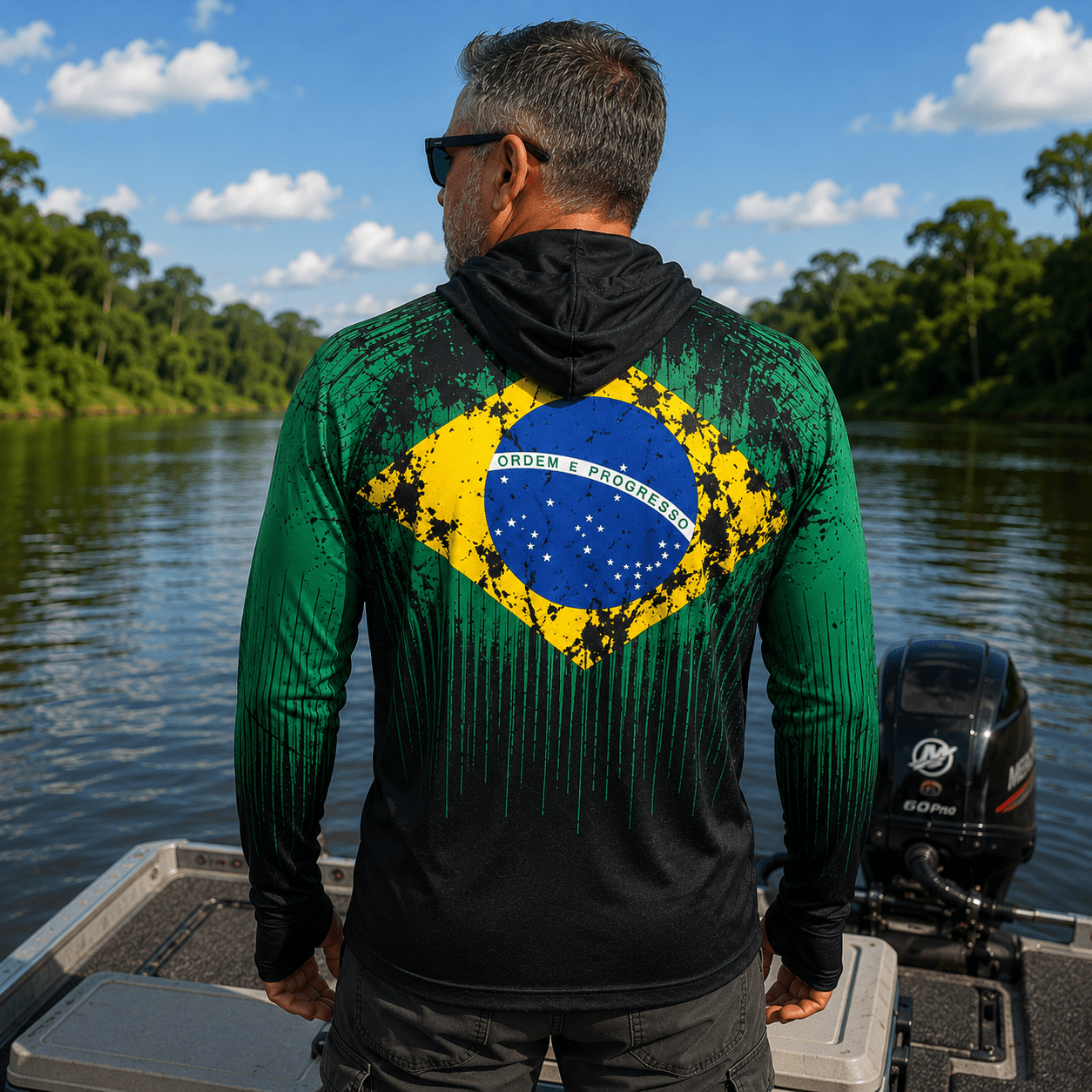 Camisa de Pesca Masculina com Capuz Brasil Selvagem e Proteção UV50+ - GTX Print