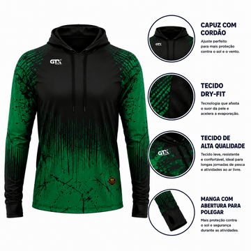 Camisa de Pesca Masculina com Capuz Brasil Selvagem e Proteção UV50+ - GTX Print