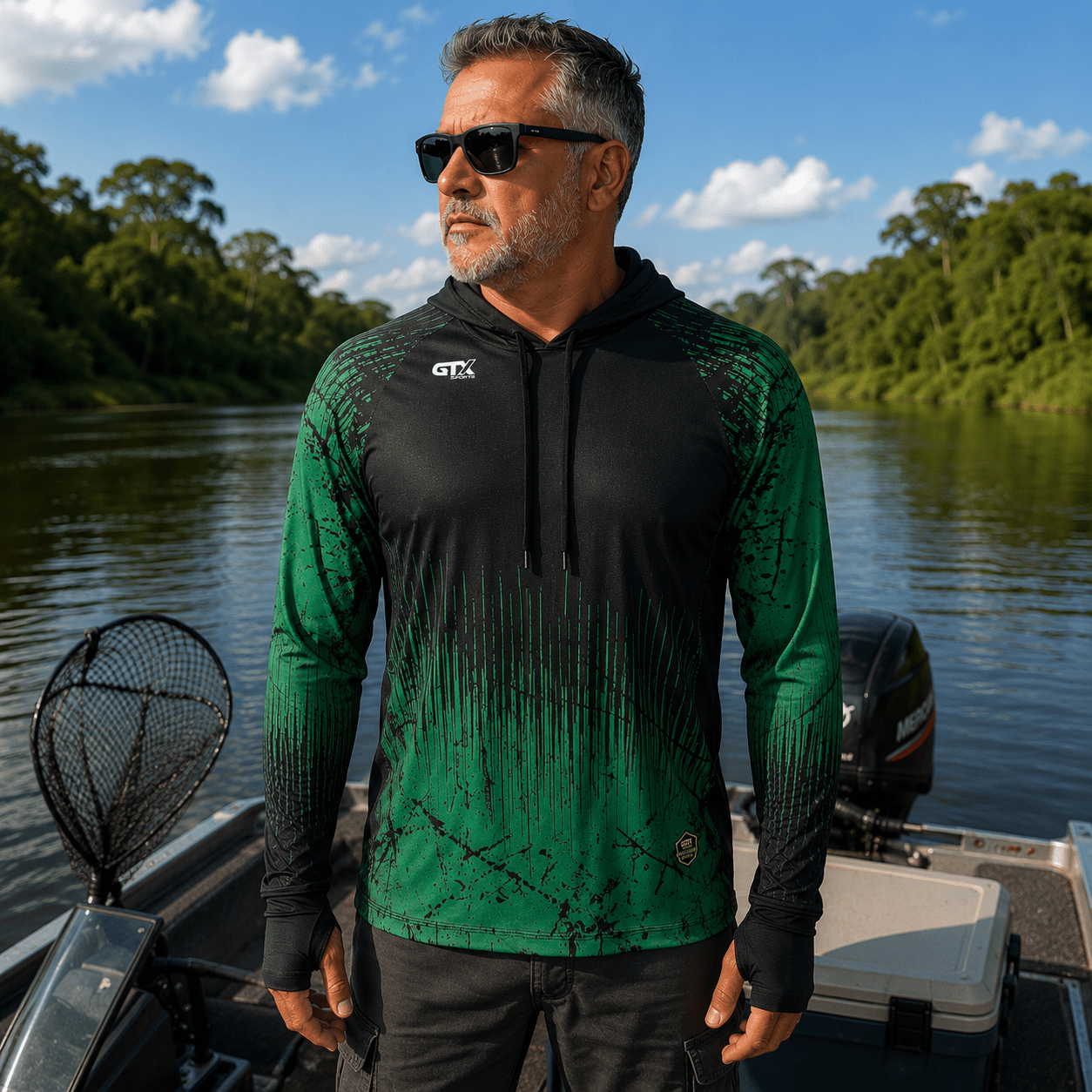Camisa de Pesca Masculina com Capuz Brasil Selvagem e Proteção UV50+ - GTX Print