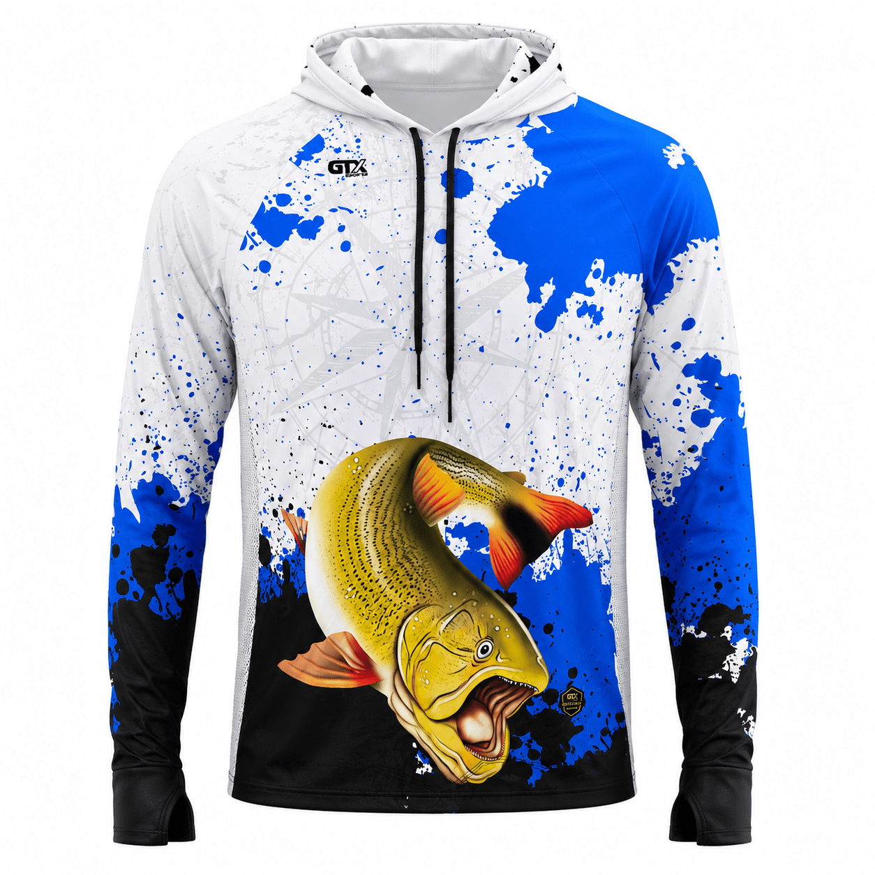 Camisa de Pesca Masculina com Capuz Dourado do Rio e Proteção UV50+ - GTX Print
