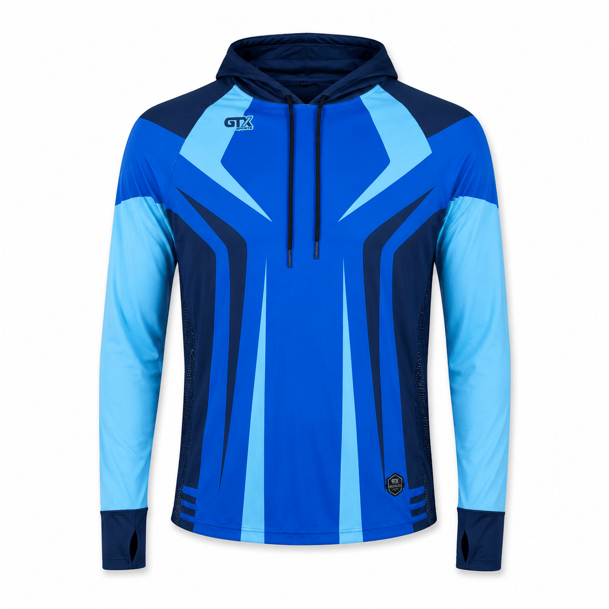 Camisa de Pesca Masculina com Capuz GTX Print Azul Bruto Proteção UV50+ - GTX Print