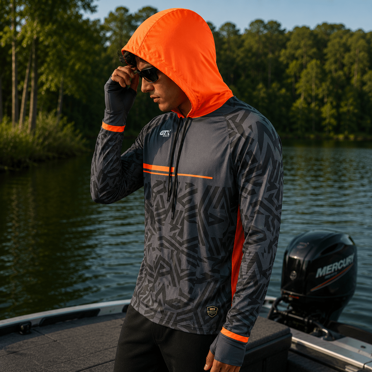 Camisa de Pesca Masculina com Capuz GTX Tribal Force proteção UV50+ - GTX Print
