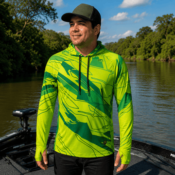 Camisa de Pesca Masculina com Capuz Limão do Pantanal e Proteção UV50+ - GTX Print