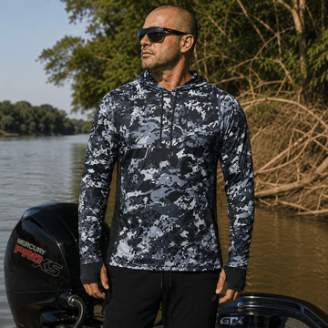 Camisa de Pesca Masculina com Capuz Neblina do Rio e Proteção UV50+ - GTX Print