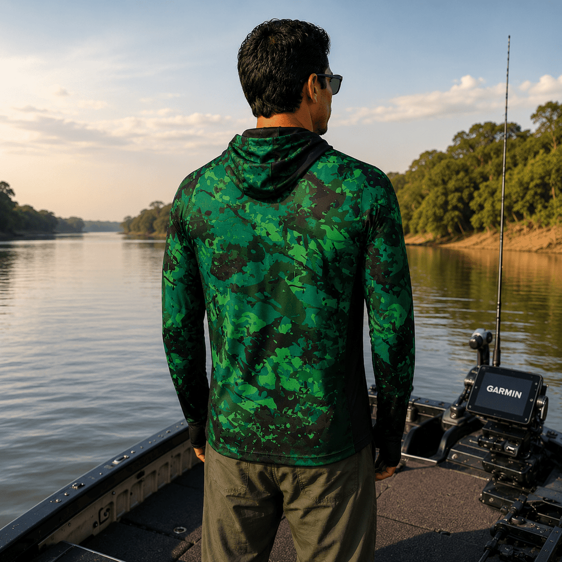 Camisa de Pesca Masculina com Capuz Onça Pantaneira e Proteção UV50+ - GTX Print