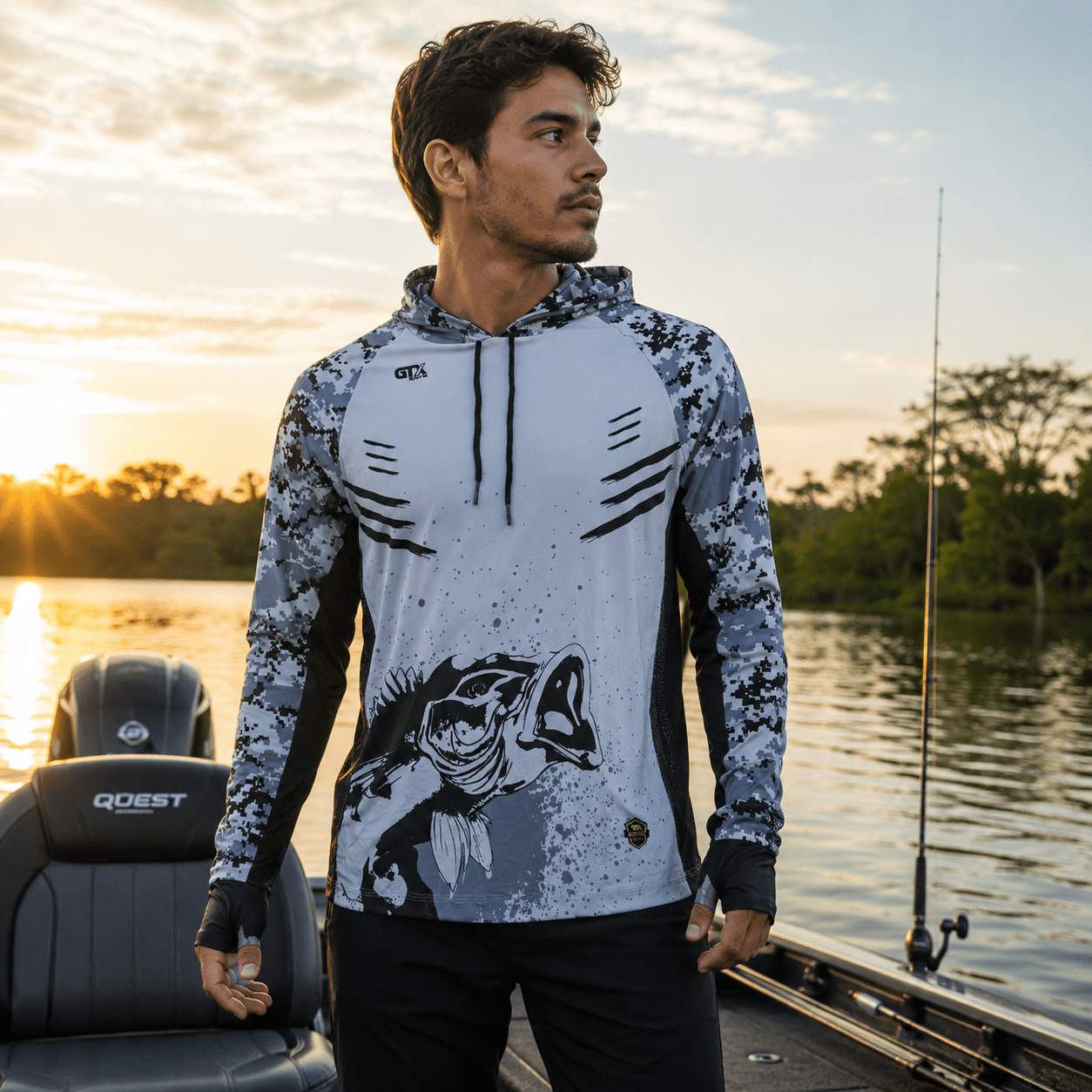 Camisa de Pesca Masculina com Capuz Robalo da Serra e Proteção UV50+ - GTX Print