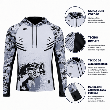 Camisa de Pesca Masculina com Capuz Robalo da Serra e Proteção UV50+ - GTX Print