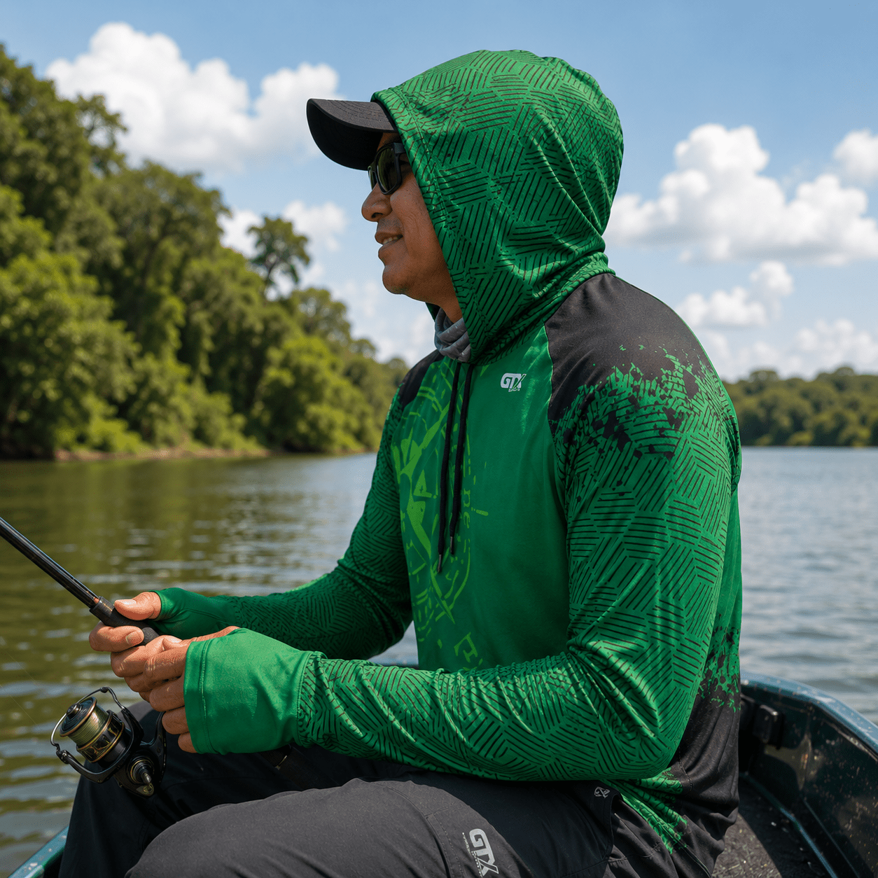 Camisa de Pesca Masculina com Capuz Rota do Pescador e Proteção UV50+ - GTX Print