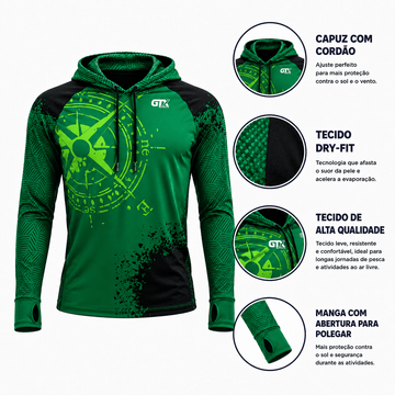 Camisa de Pesca Masculina com Capuz Rota do Pescador e Proteção UV50+ - GTX Print