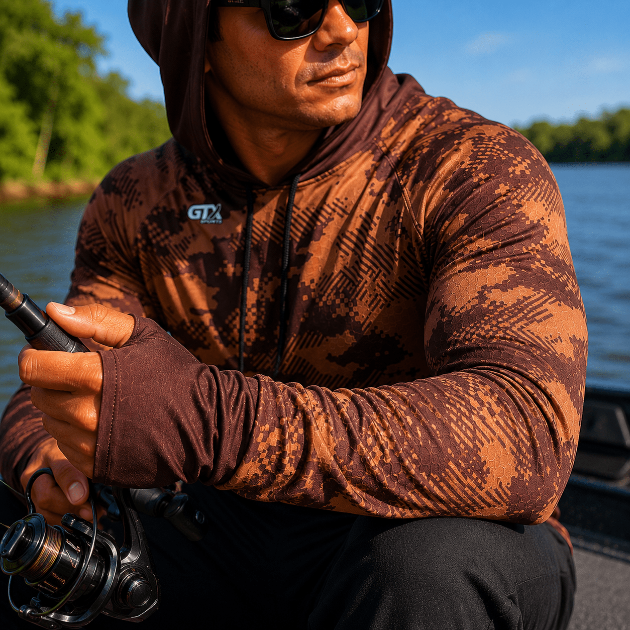 Camisa de Pesca Masculina com Capuz Terra Bruta e Proteção UV50+ - GTX Print