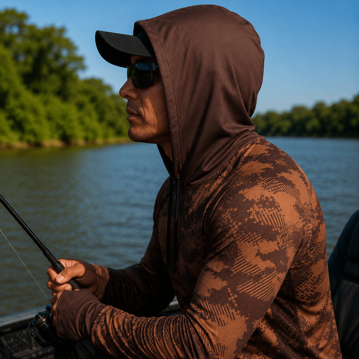 Camisa de Pesca Masculina com Capuz Terra Bruta e Proteção UV50+ - GTX Print